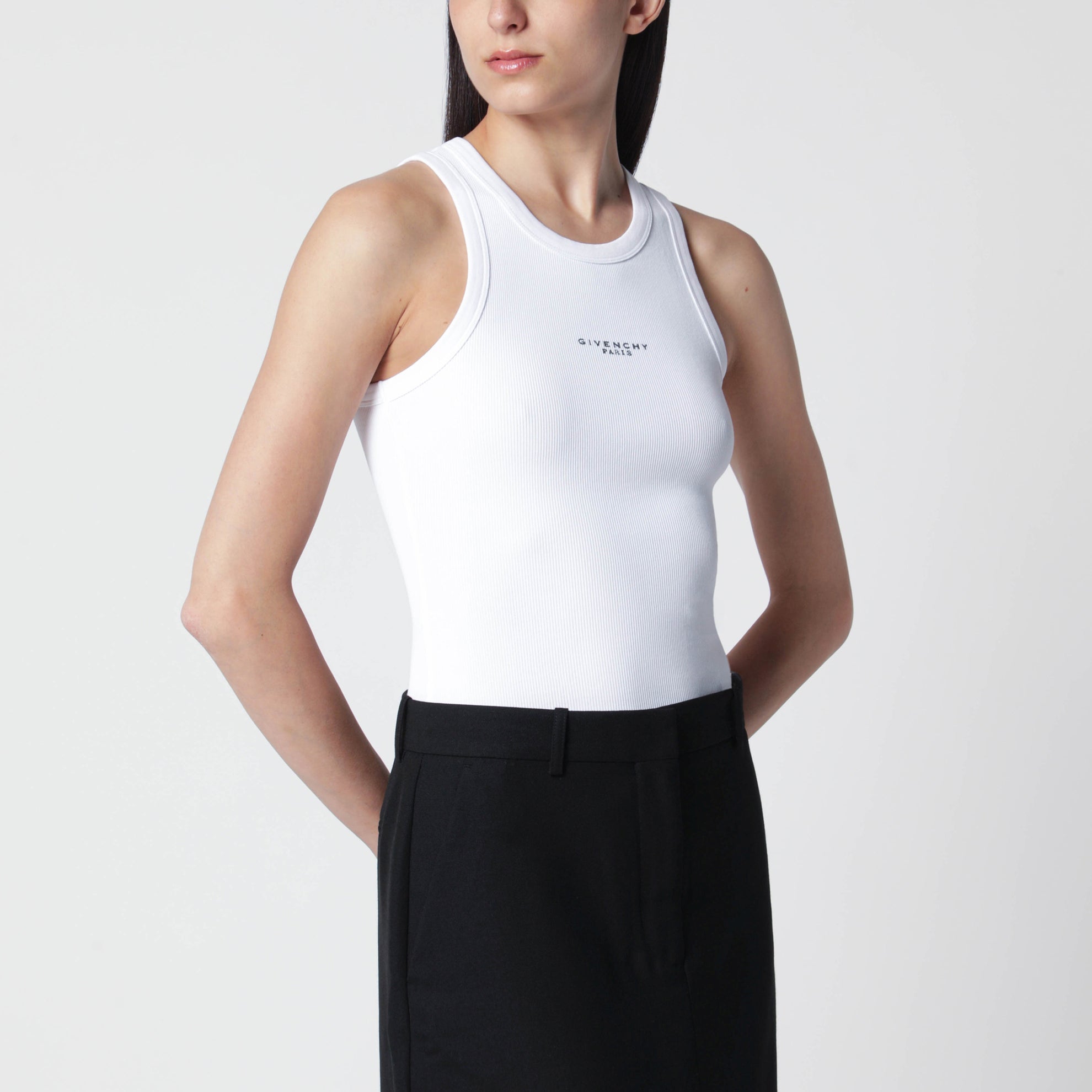 Débardeur blanc coupe slim avec logo