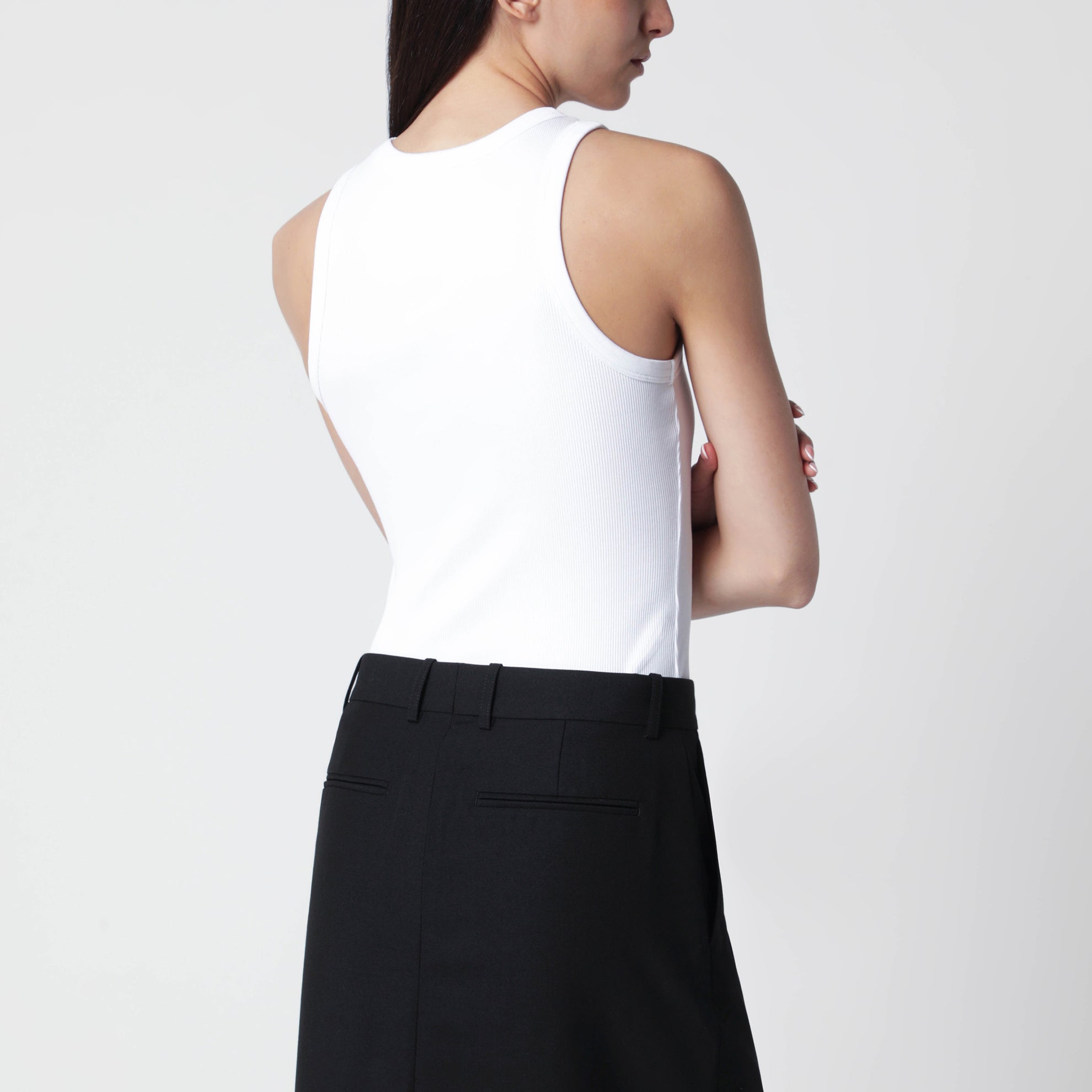 Débardeur blanc coupe slim avec logo