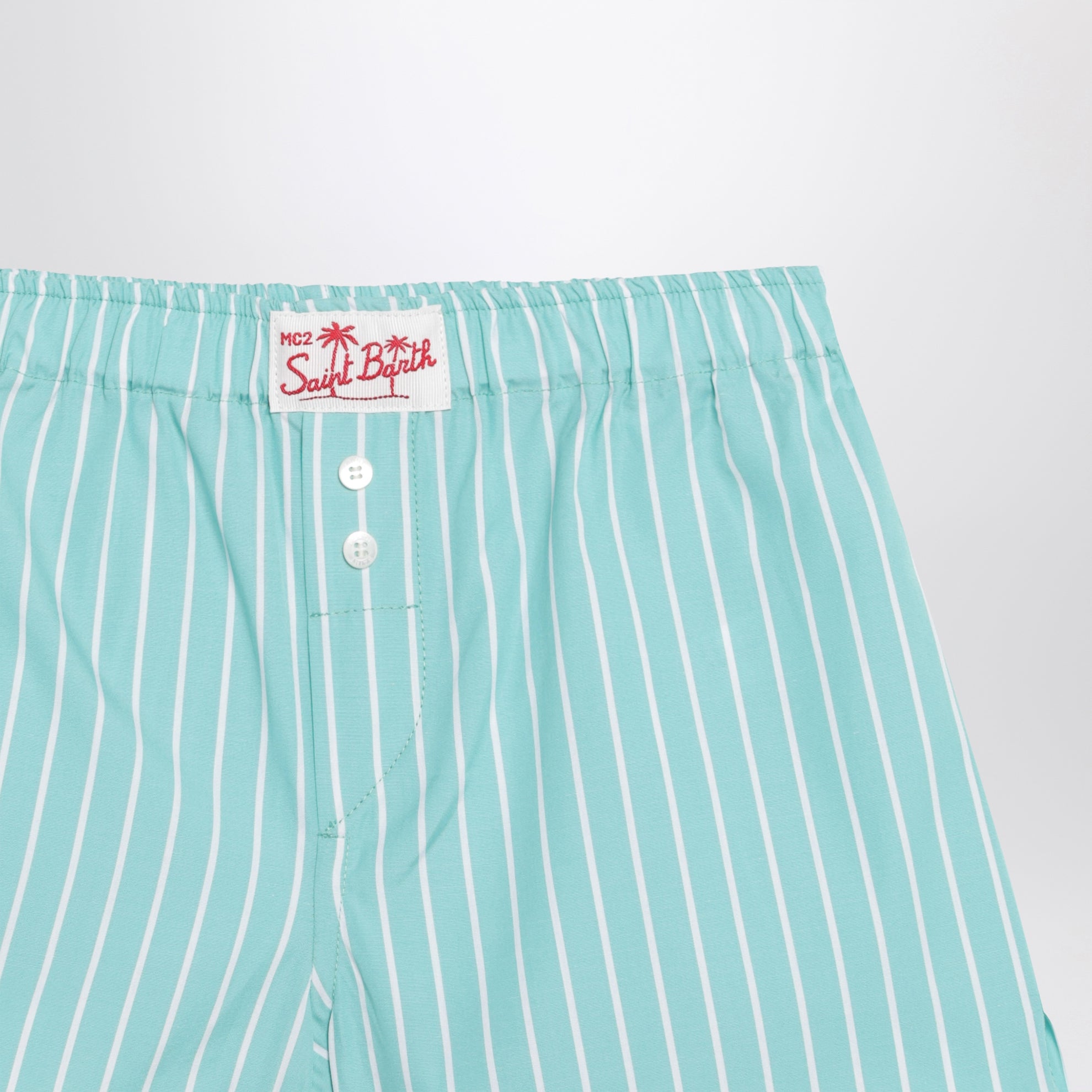 Shorts en coton rayé vert d’eau
