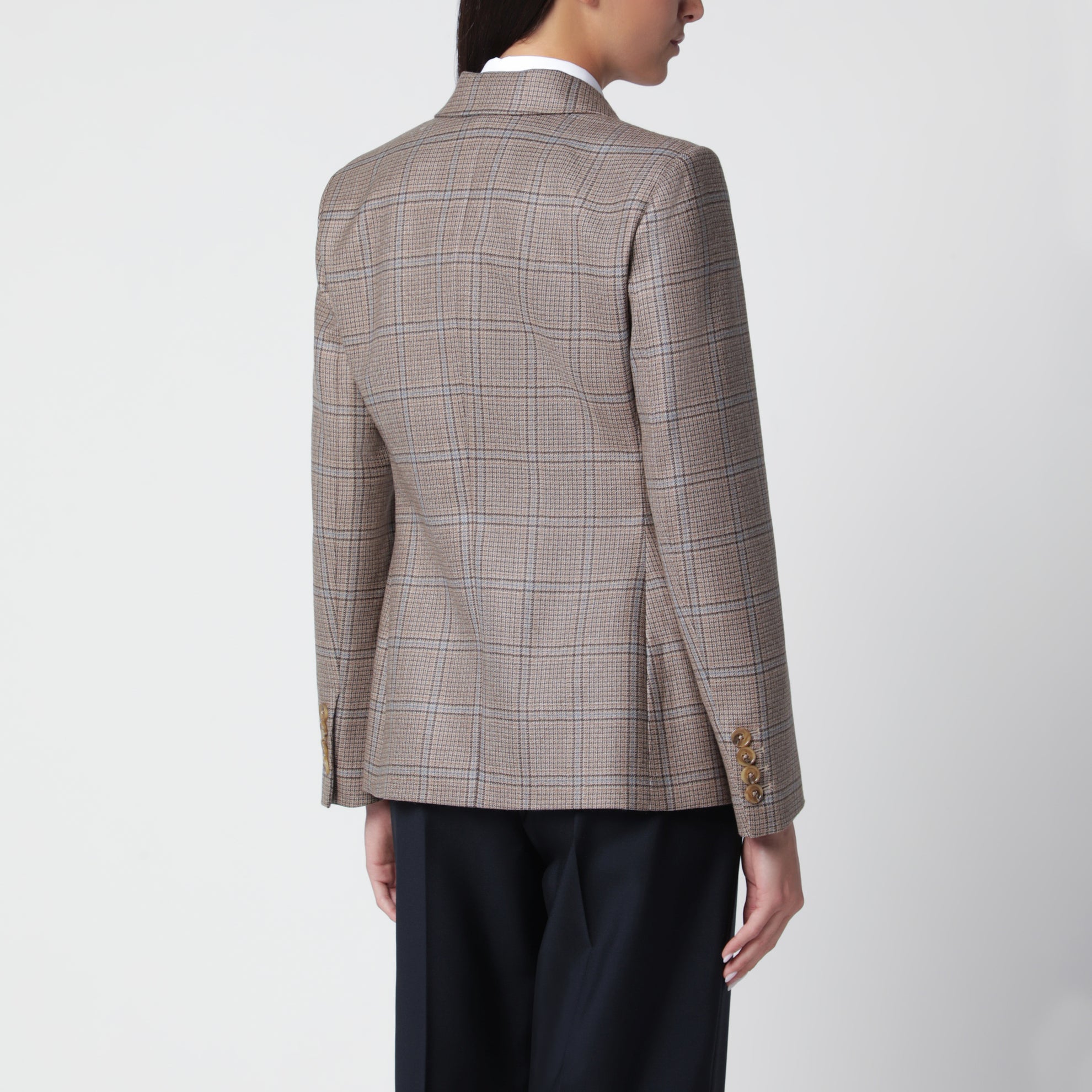 Saona Charmer double-breasted jacket in beige with check pattern