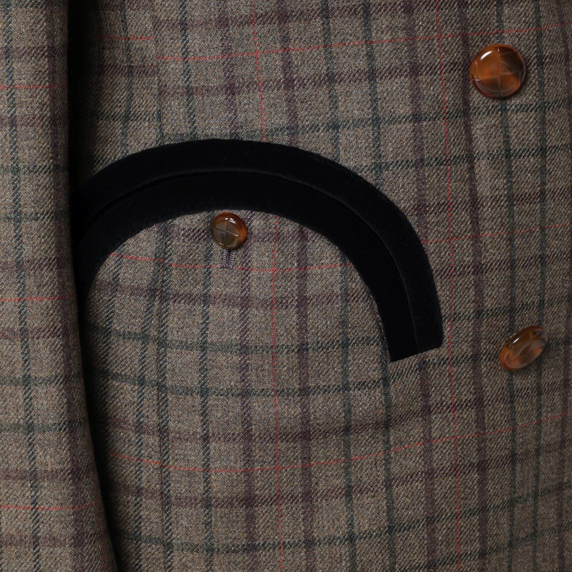 Double-breasted jacket with check pattern in wool and cashmere