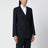Double-breasted jacket in navy blue wool and mohair