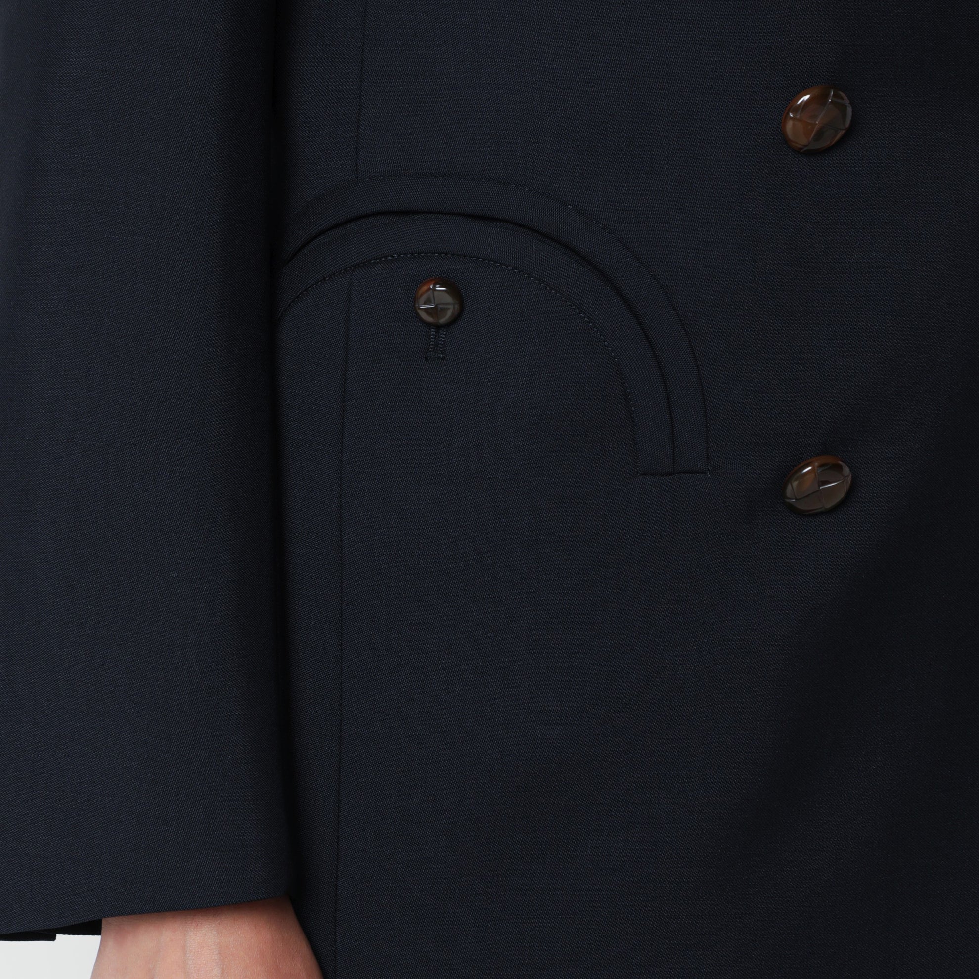 Double-breasted jacket in navy blue wool and mohair