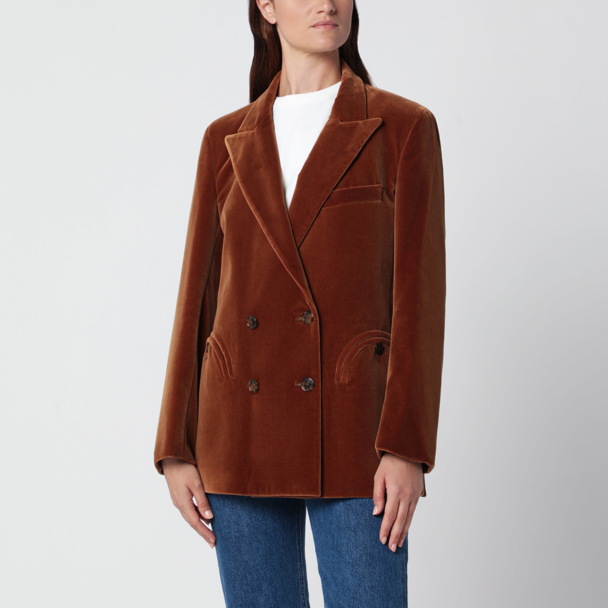 Everyday Jealousy Blazer aus karamellfarbenem Samt