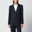 Double-breasted navy blue jacket with Prince of Wales pattern in wool