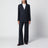 Double-breasted navy blue jacket with Prince of Wales pattern in wool