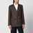 Double-breasted dark green jacket with check pattern in wool