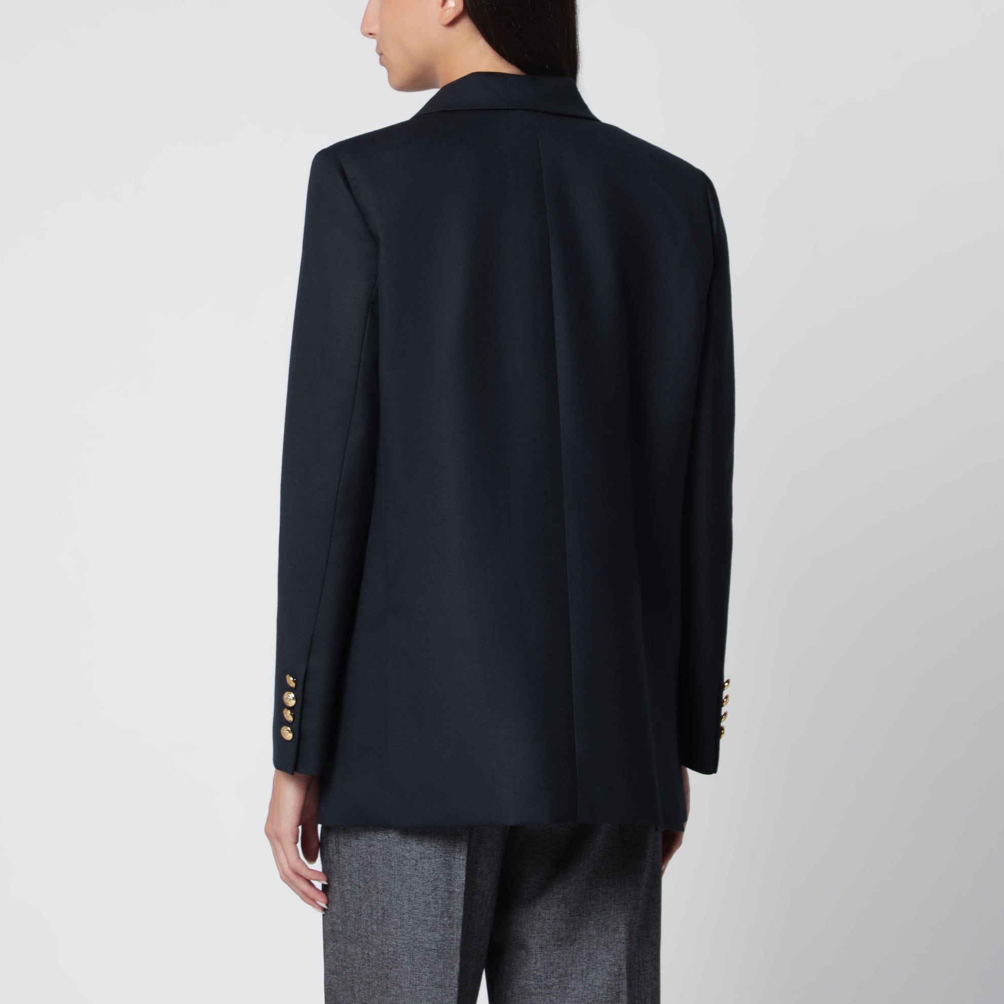 Veste croisée en laine bleu marine