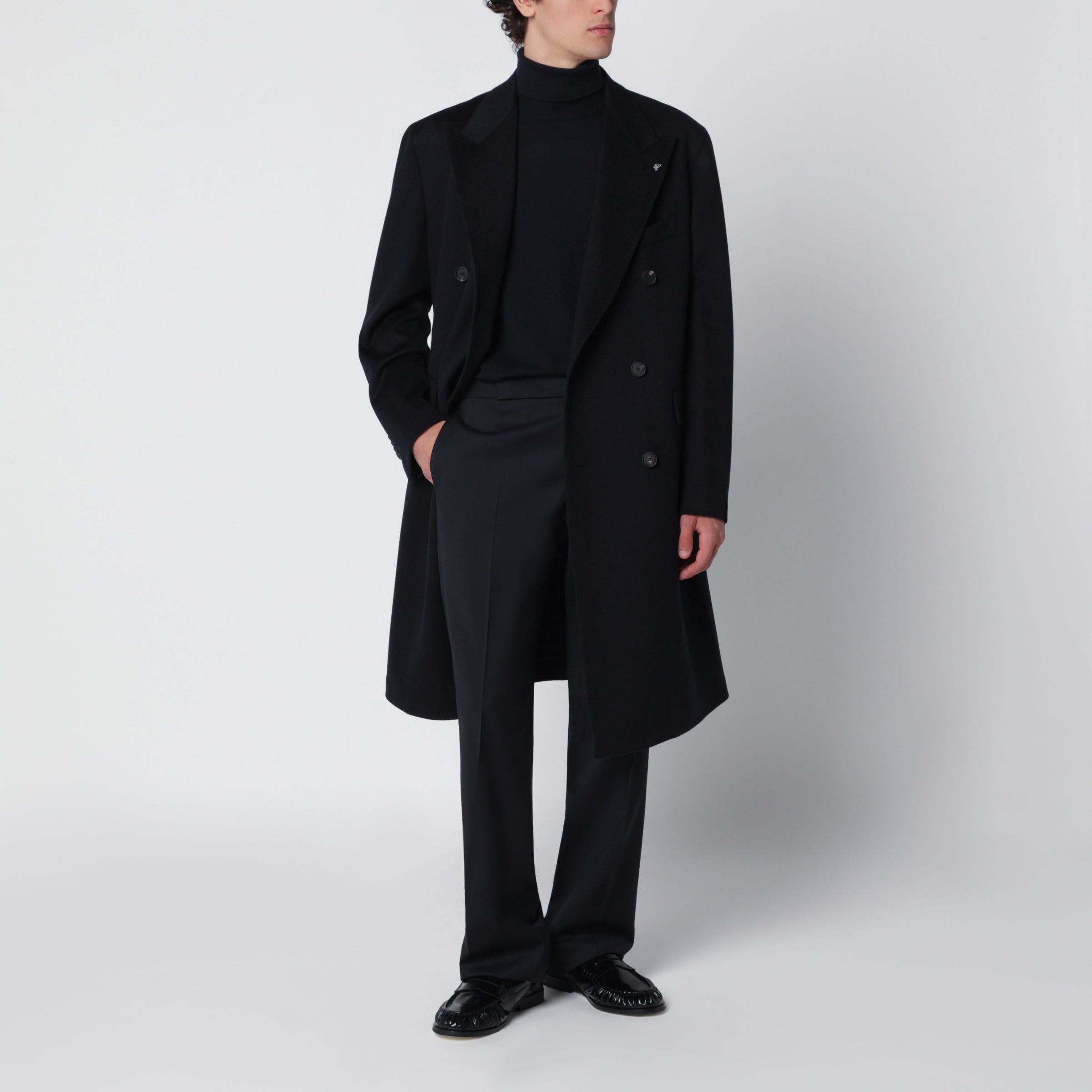 Tagliatore Blue double-breasted wool coat | TheDoubleF