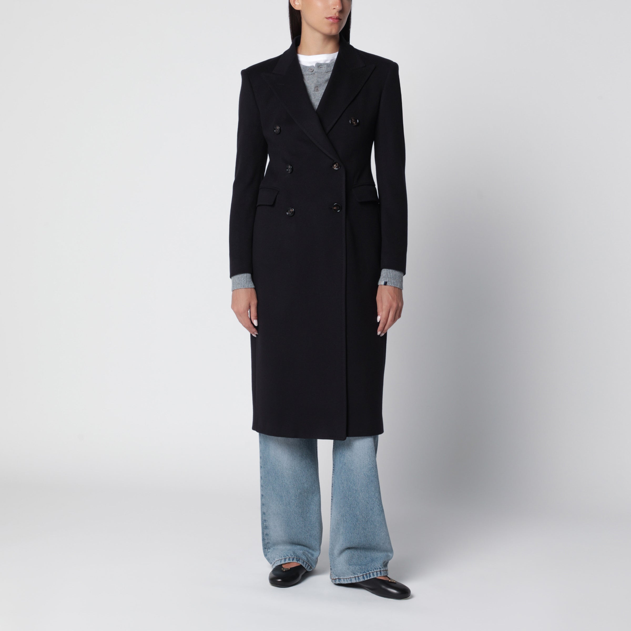 Tagliatore Double-breasted blue wool coat | TheDoubleF