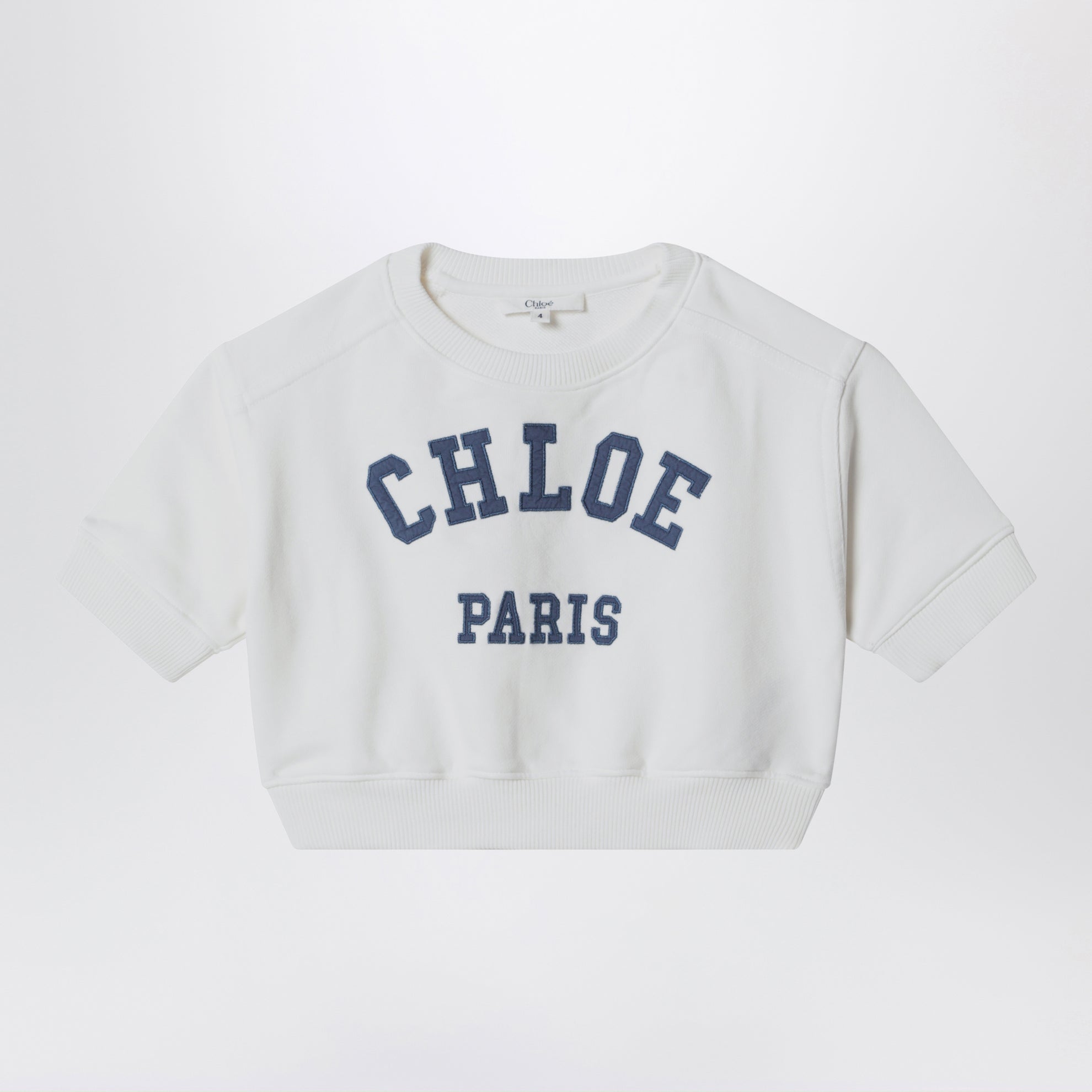 Sweat court blanc avec logo brodé
