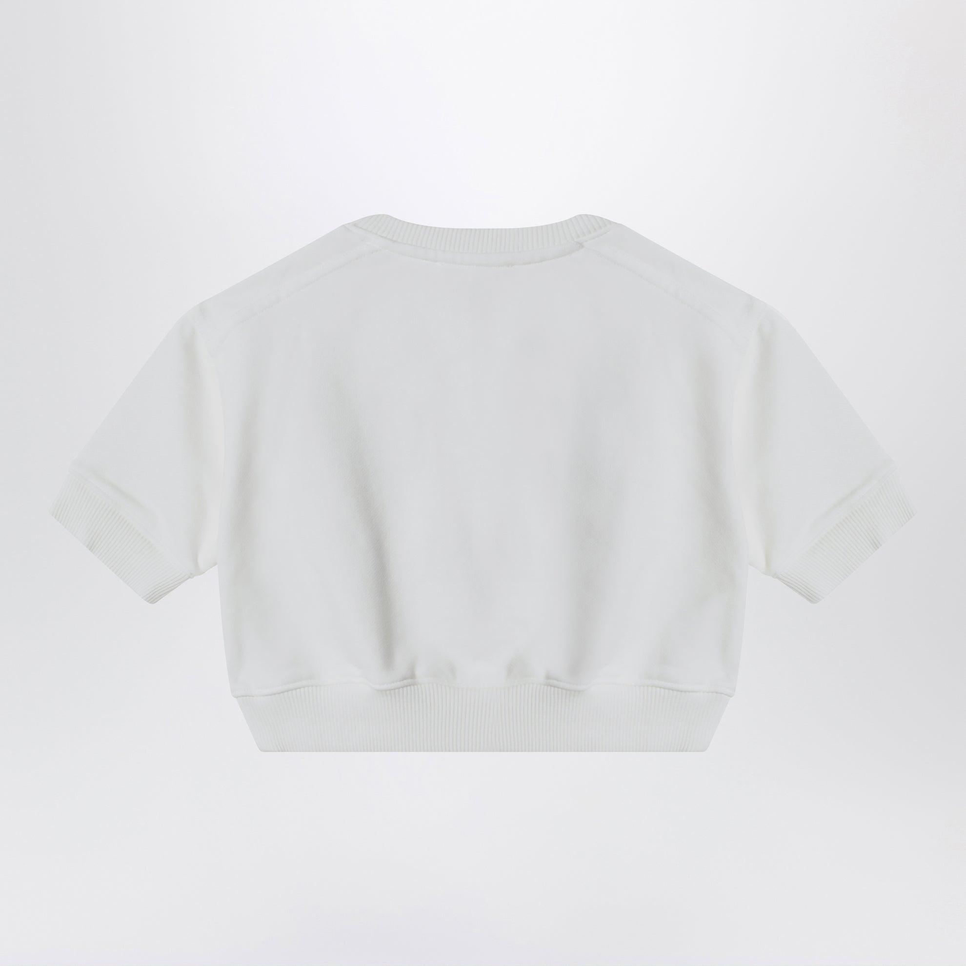 White cropped sweatshirt with logo embroidery