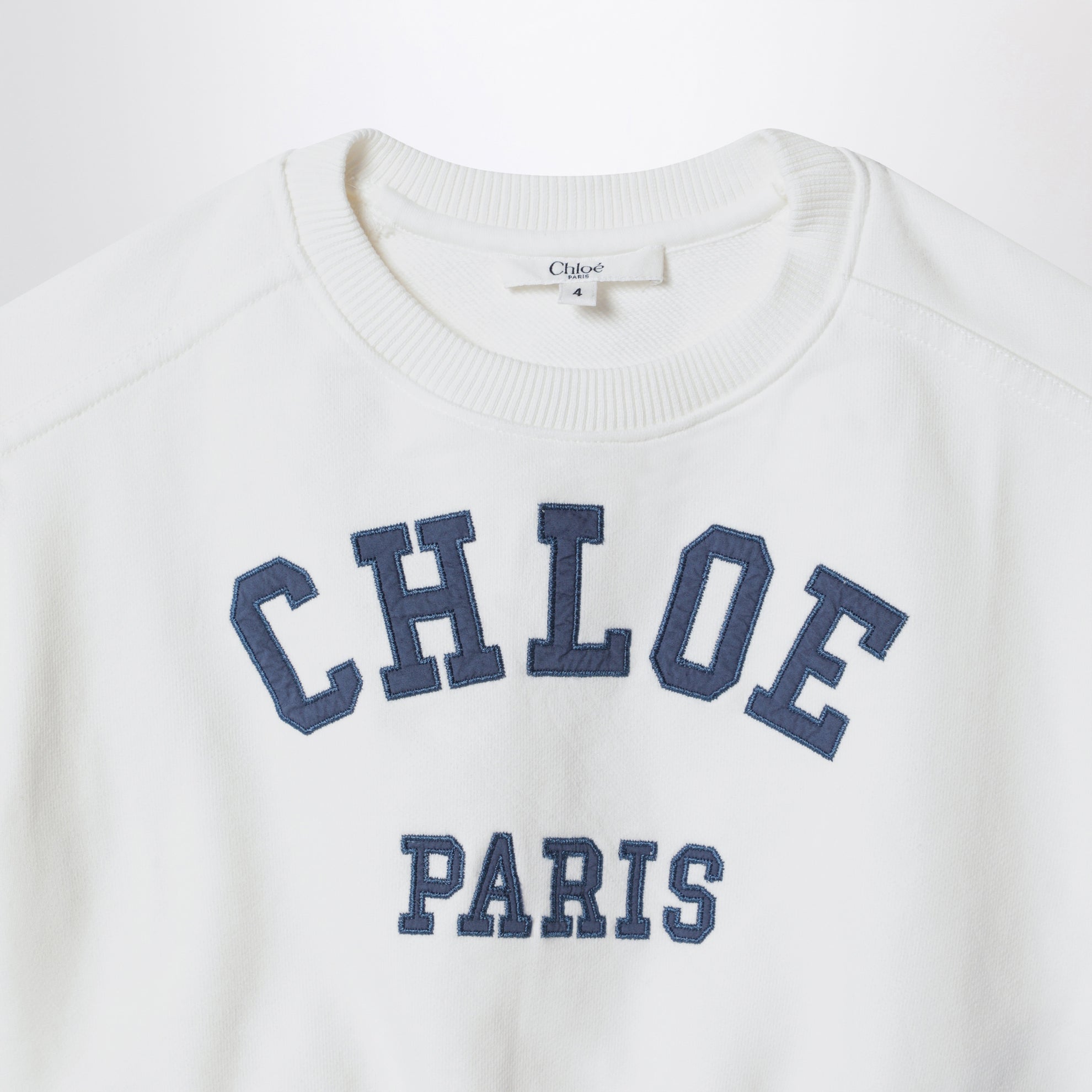 White cropped sweatshirt with logo embroidery