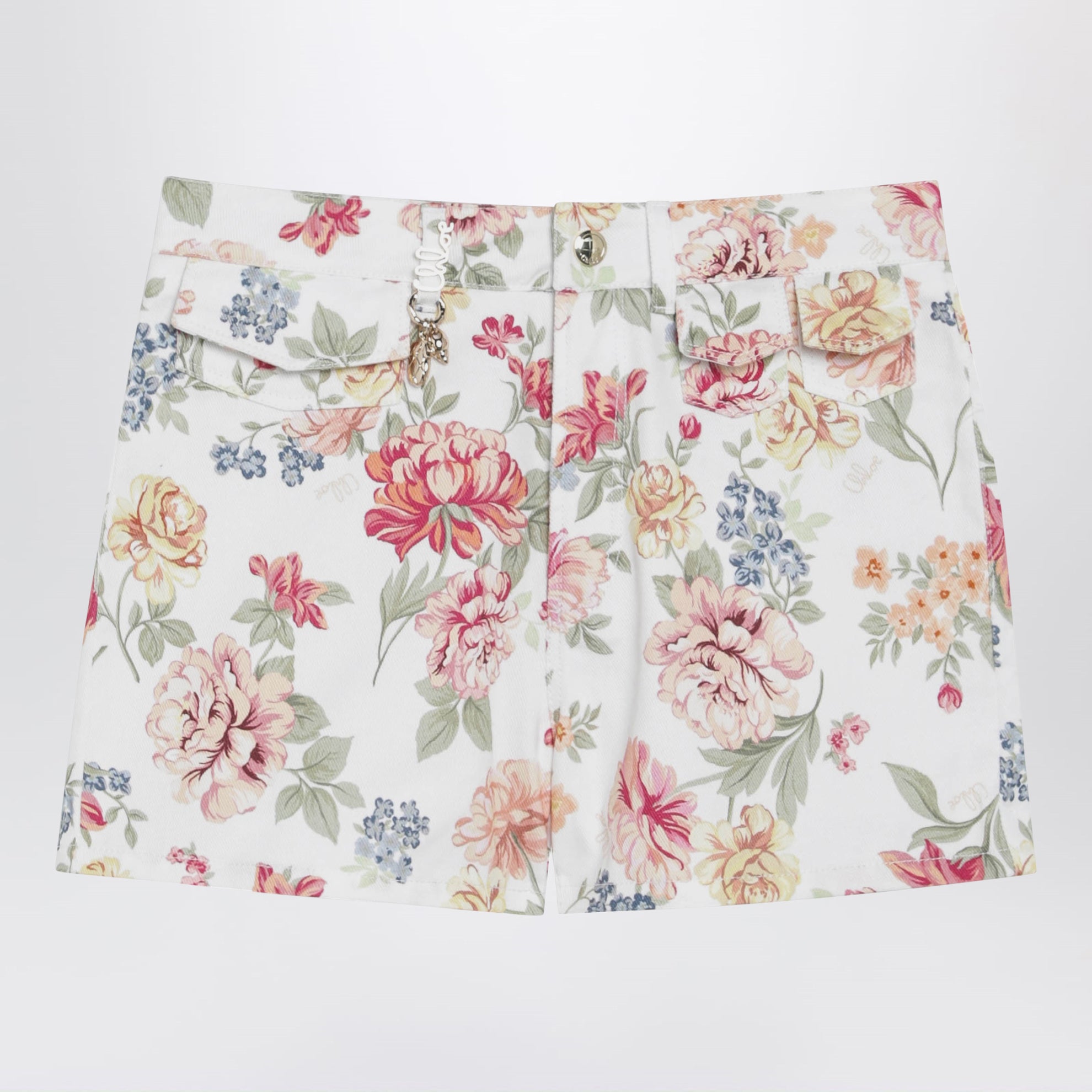 Shorts con motivo floreale in cotone