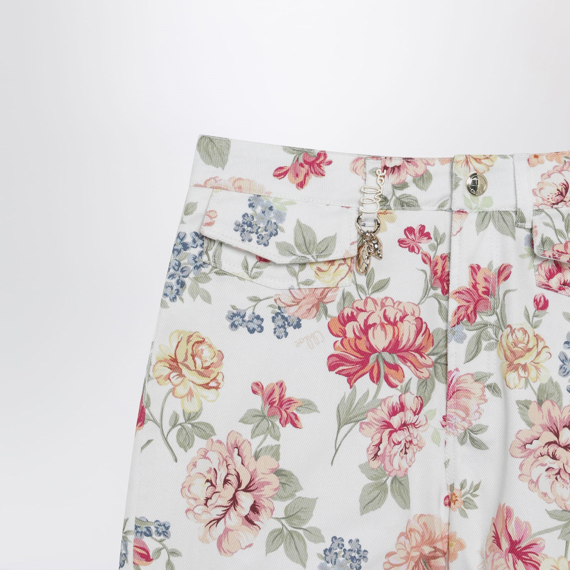Shorts con motivo floreale in cotone