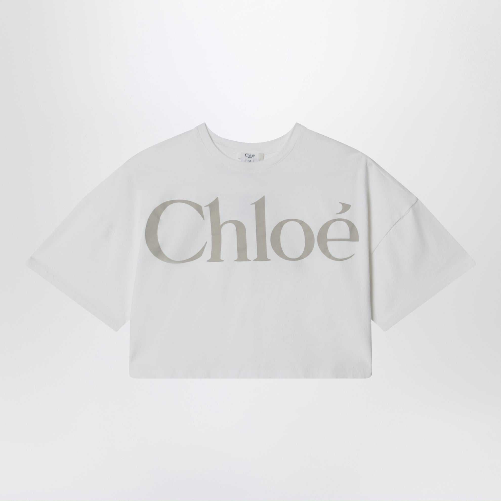 White cropped T-shirt with logo print
