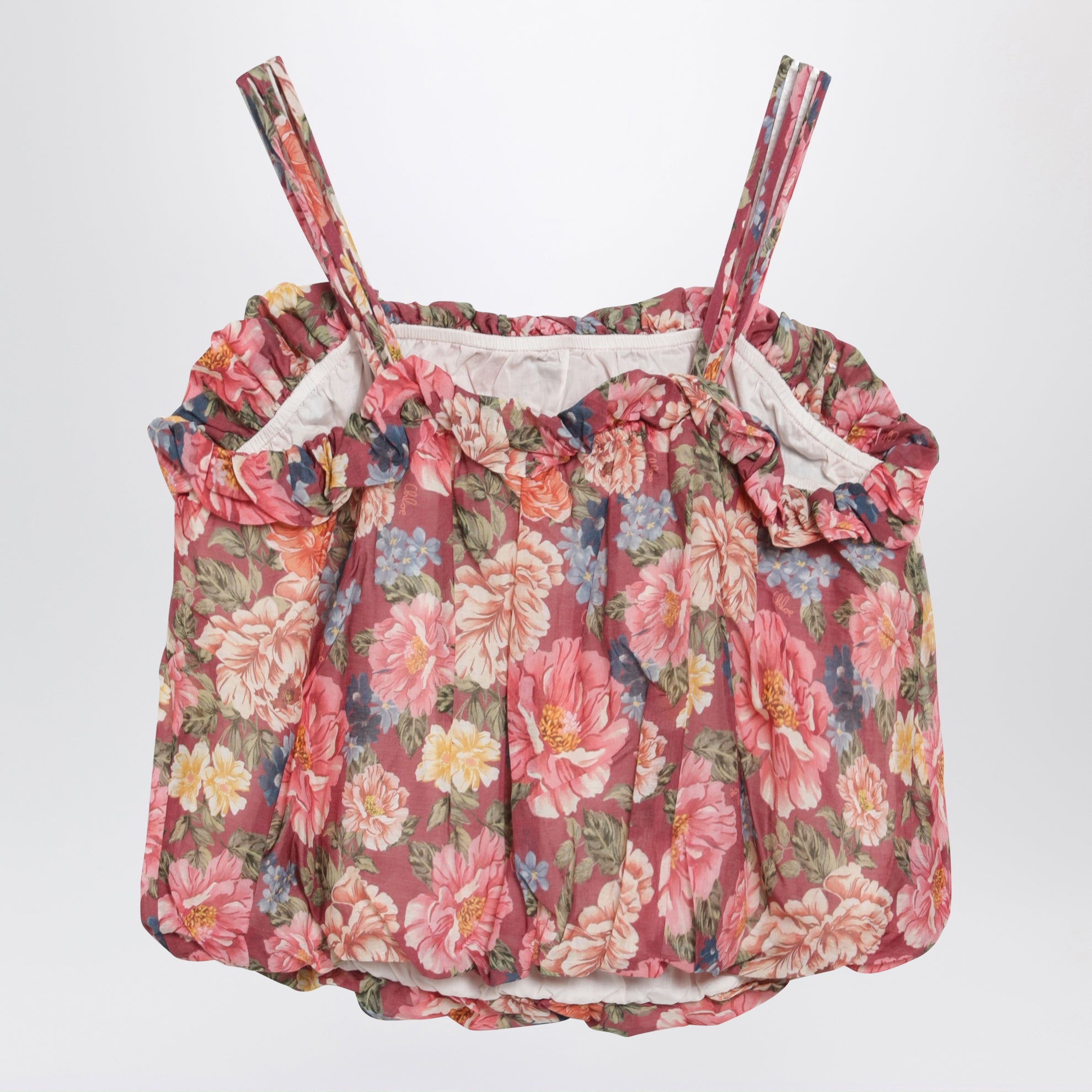 Top aus Baumwolle und Seide mit Blumenmuster