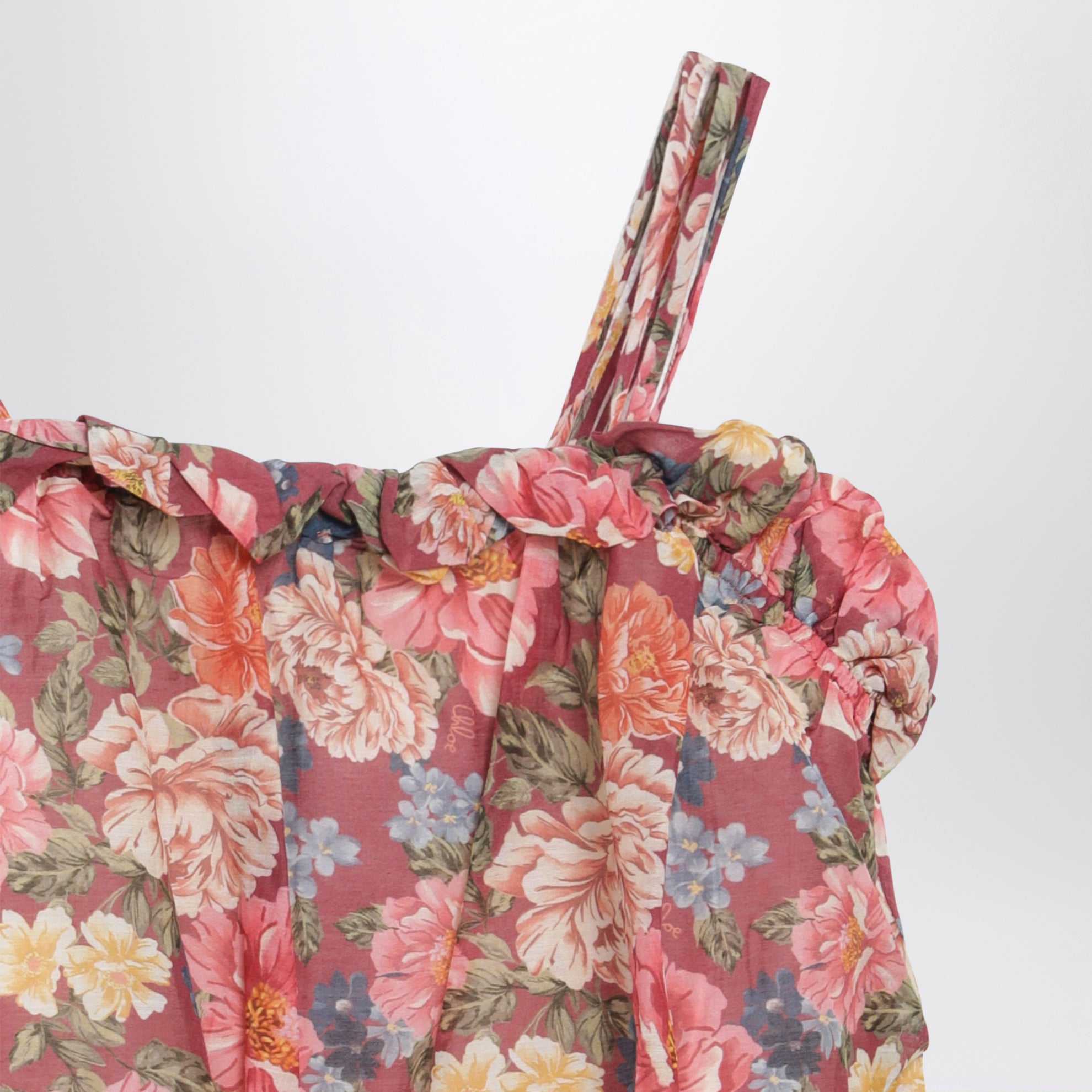 Top aus Baumwolle und Seide mit Blumenmuster