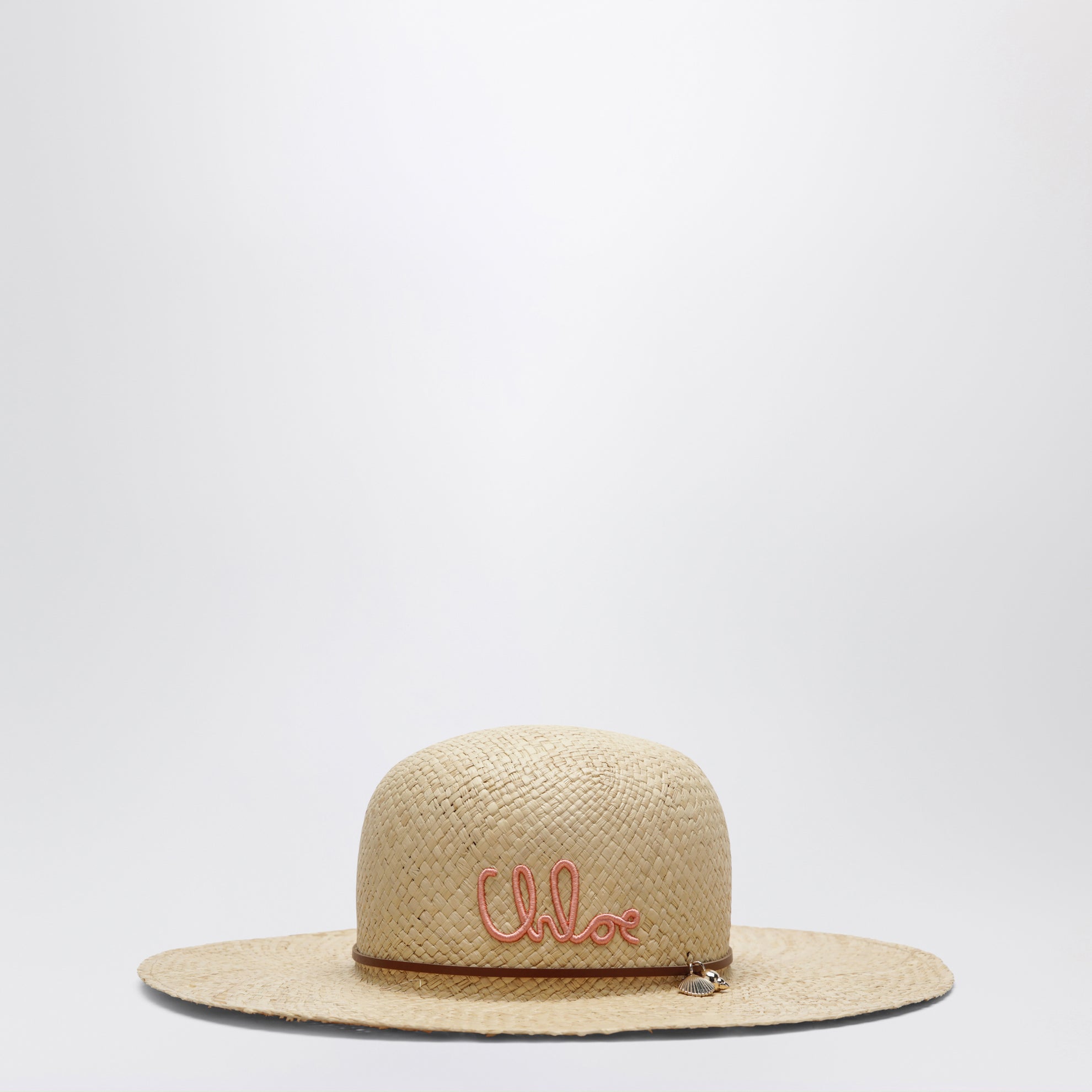Raffia hat with embroidered logo