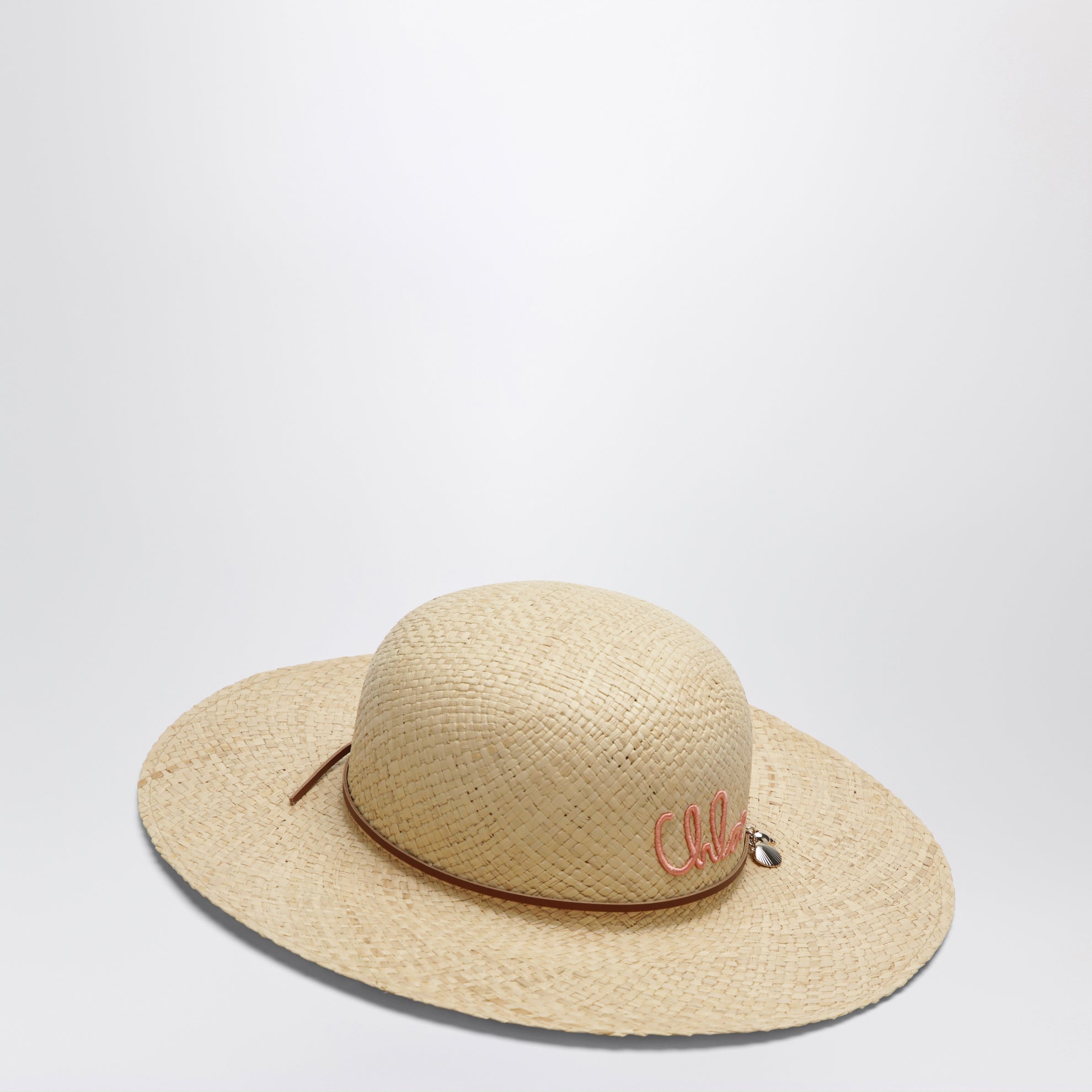 Raffia hat with embroidered logo