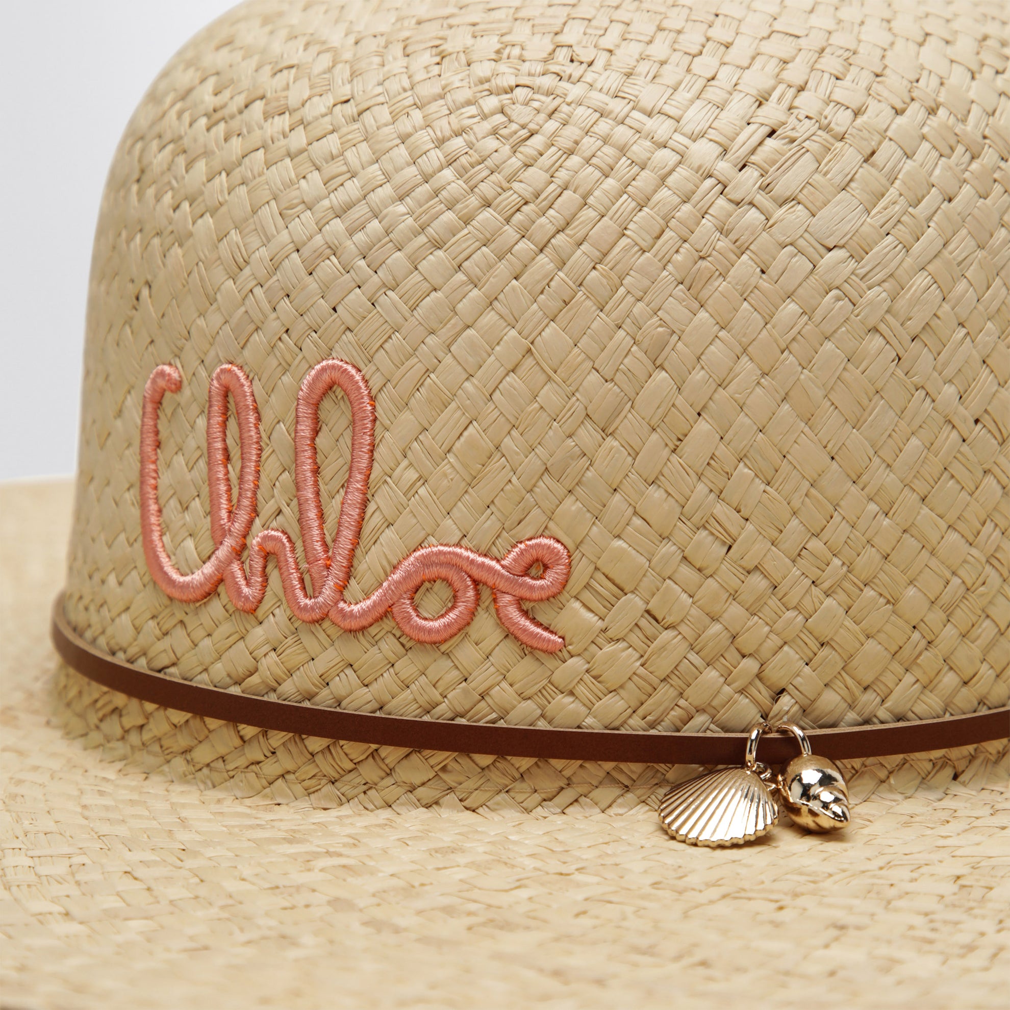 Raffia hat with embroidered logo