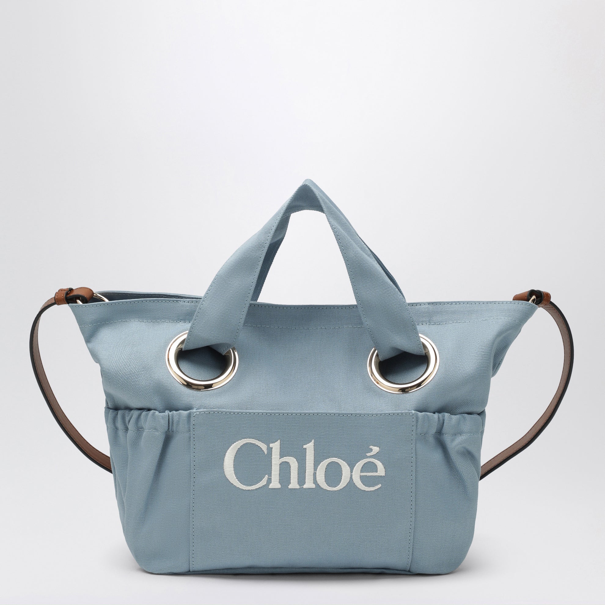 Sac cabas bleu clair avec logo brodé