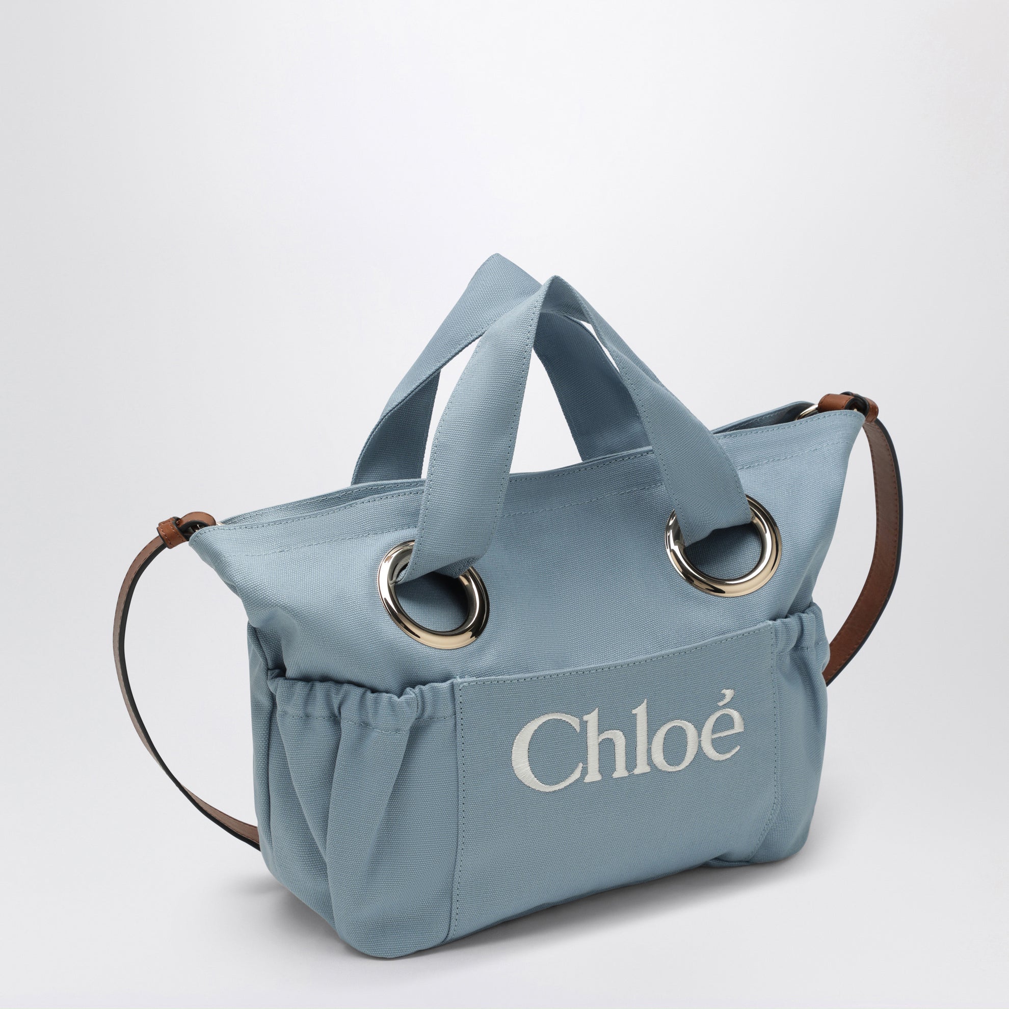Sac cabas bleu clair avec logo brodé