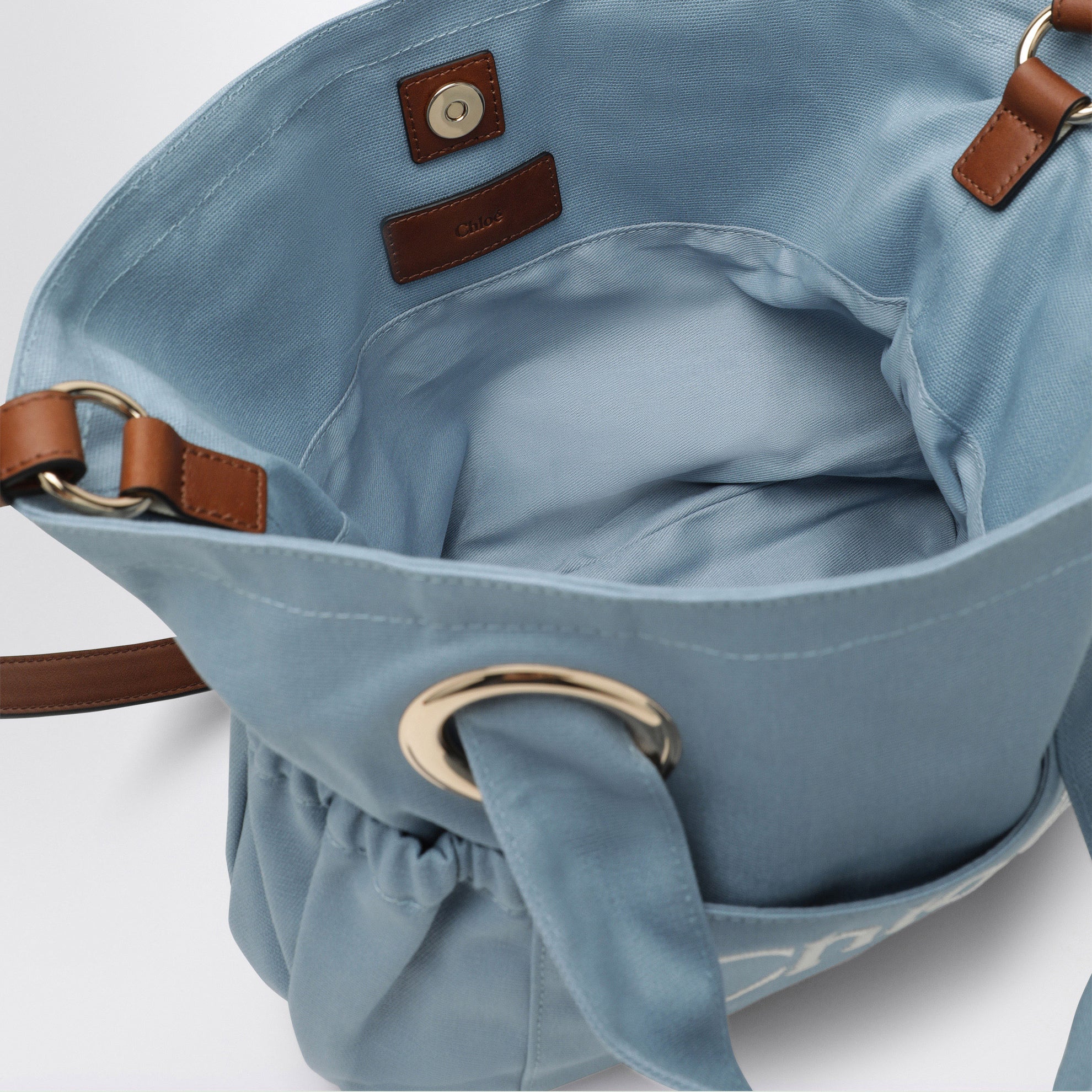Sac cabas bleu clair avec logo brodé