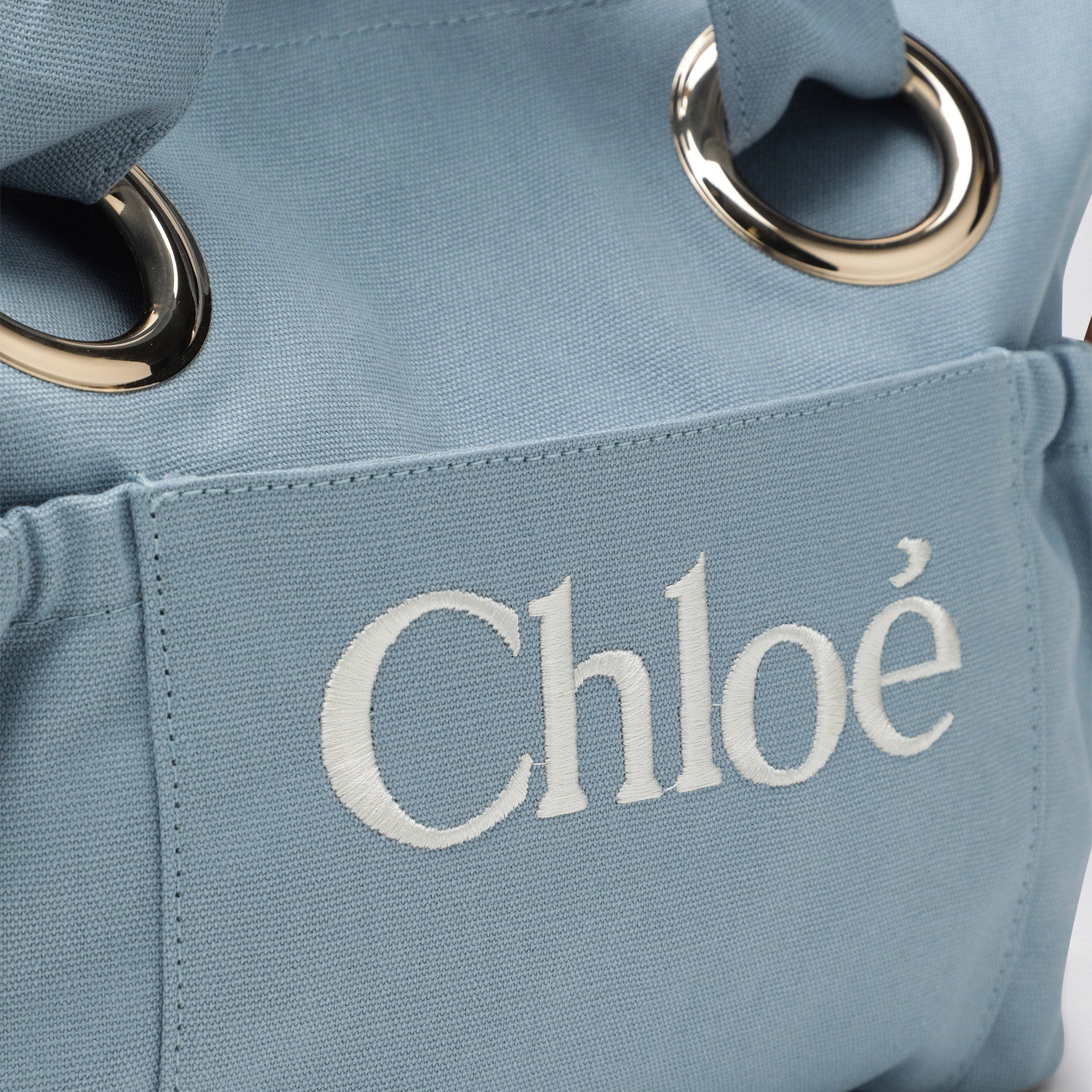 Sac cabas bleu clair avec logo brodé