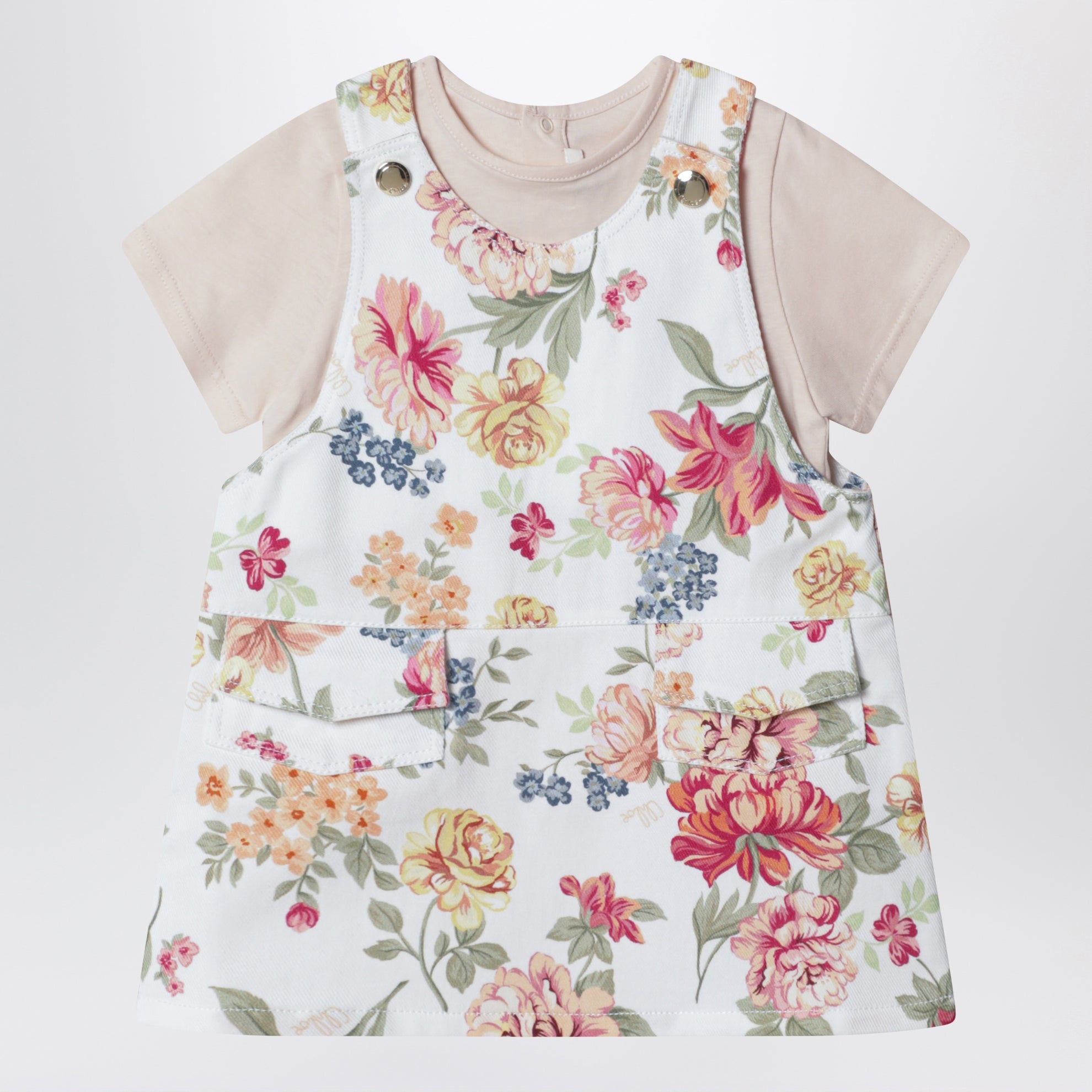 Ensemble deux pièces rose à motif floral