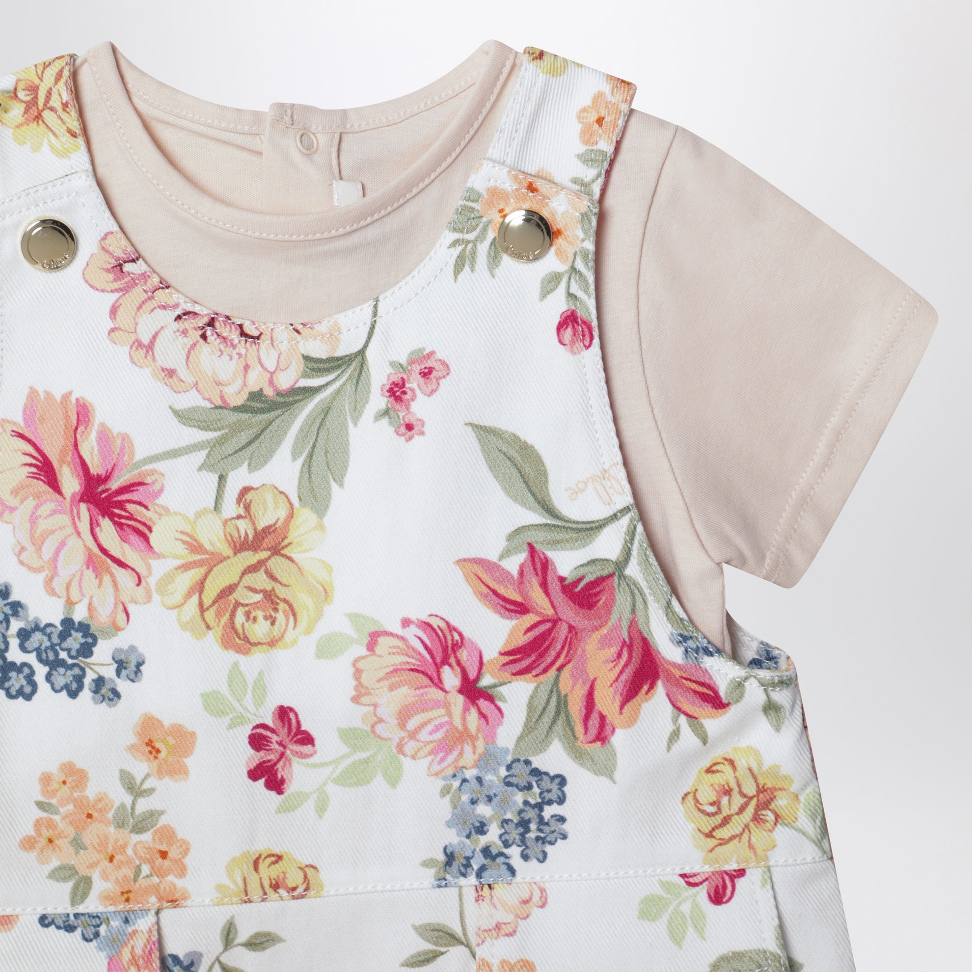 Ensemble deux pièces rose à motif floral