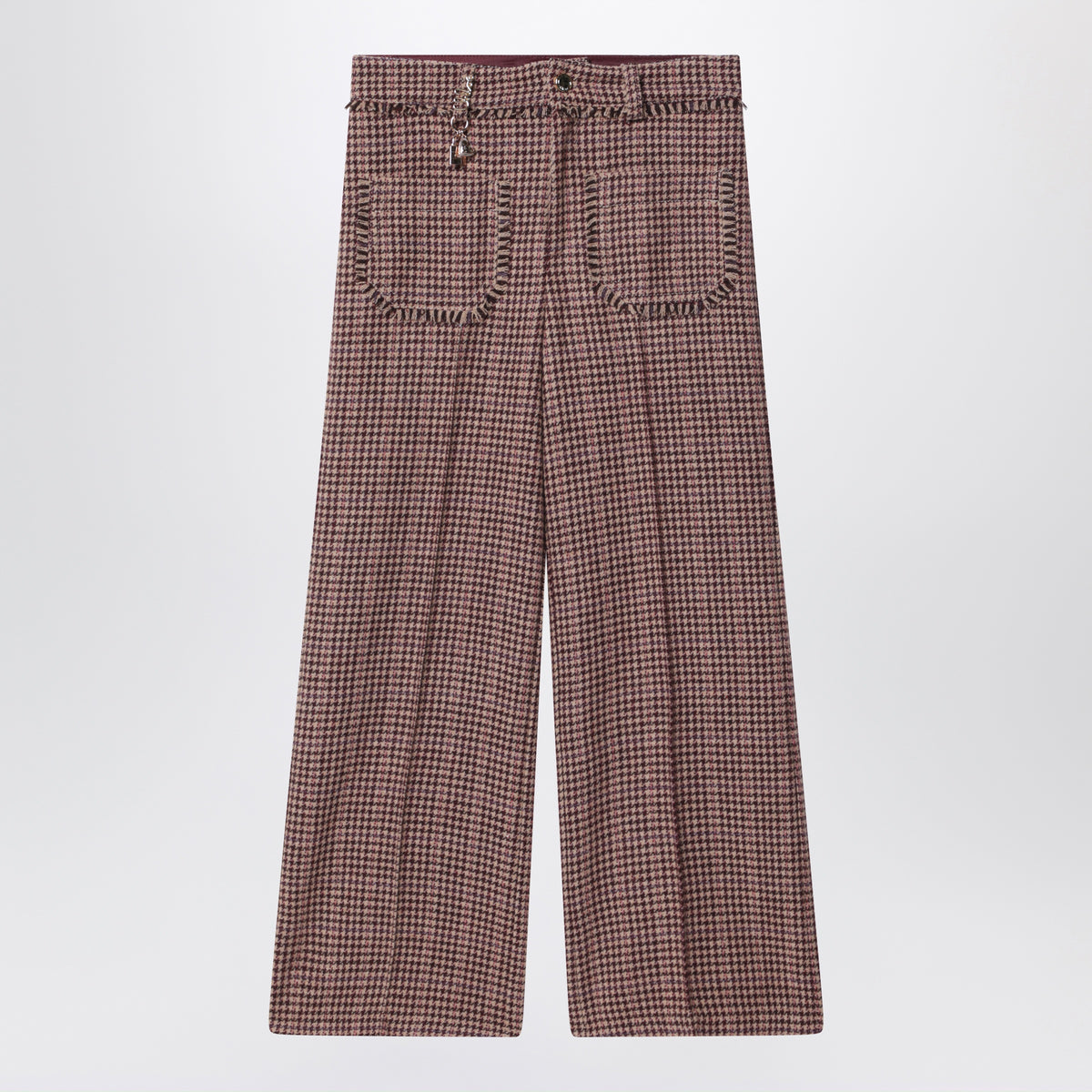 Brown checked wool trousers