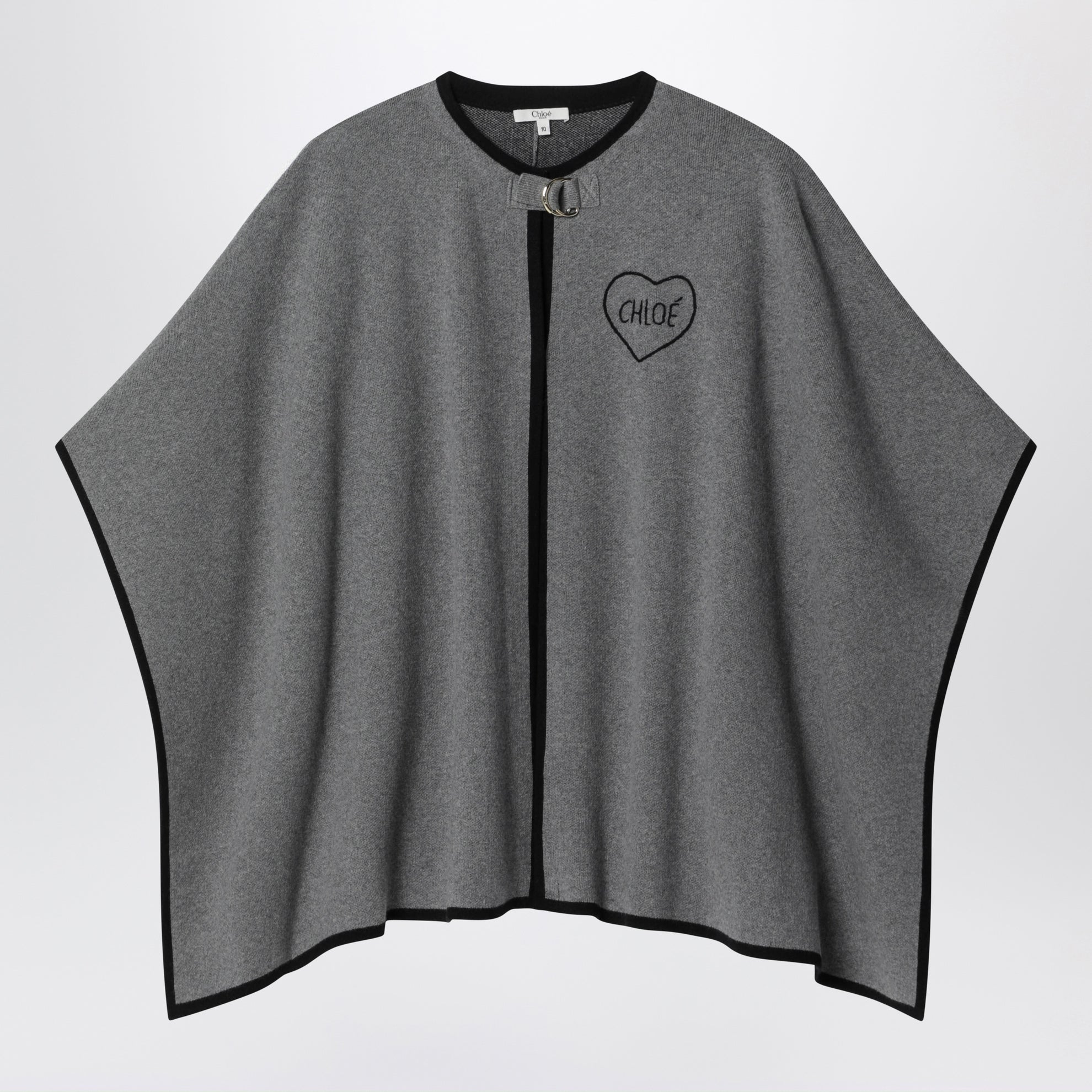 Grey melange cape in cotton and wool