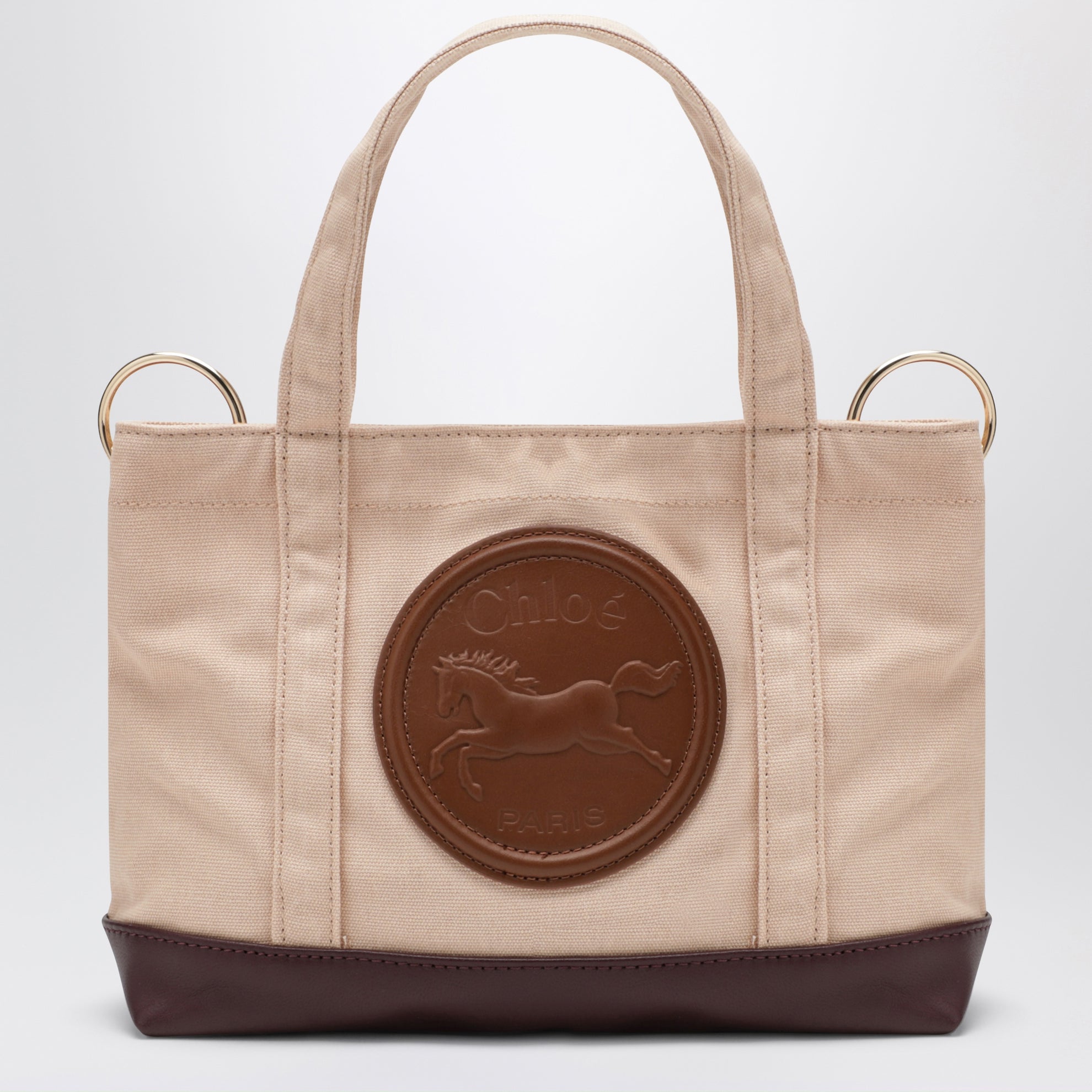 Sac cabas en coton Chloé couleur amande grillée