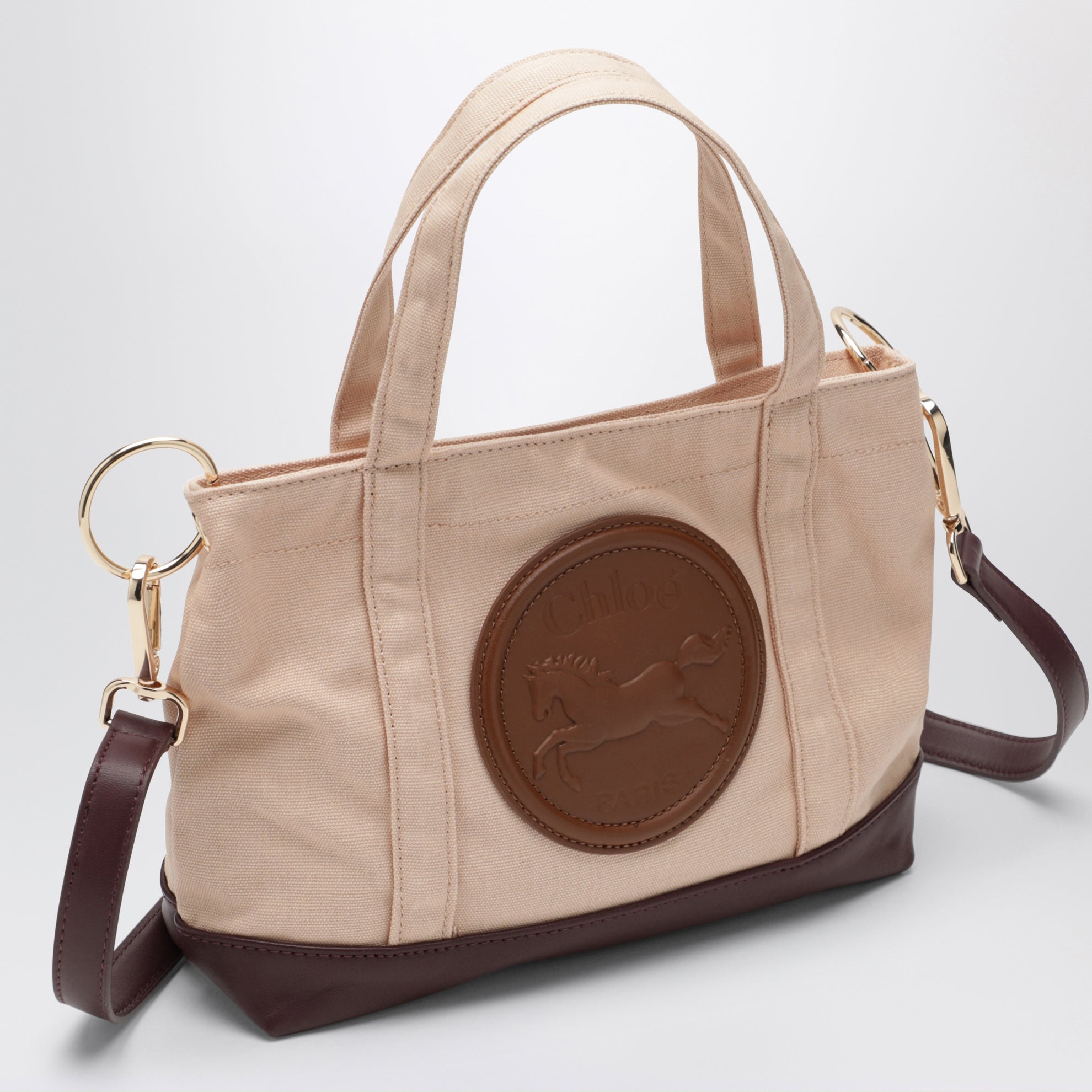 Sac cabas en coton Chloé couleur amande grillée