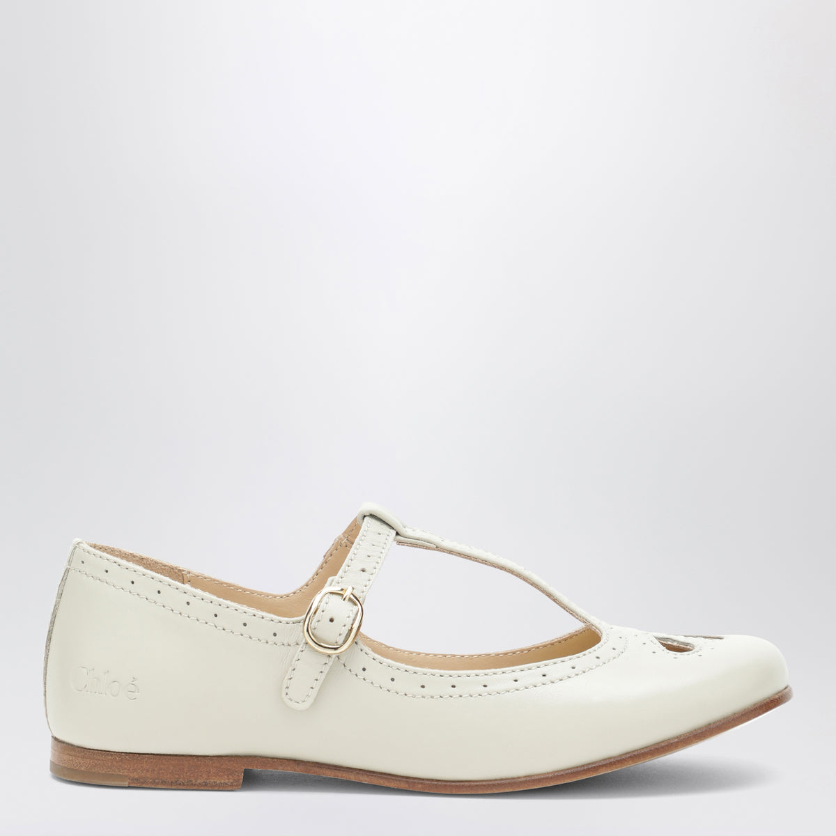 Ivory leather ballerinas