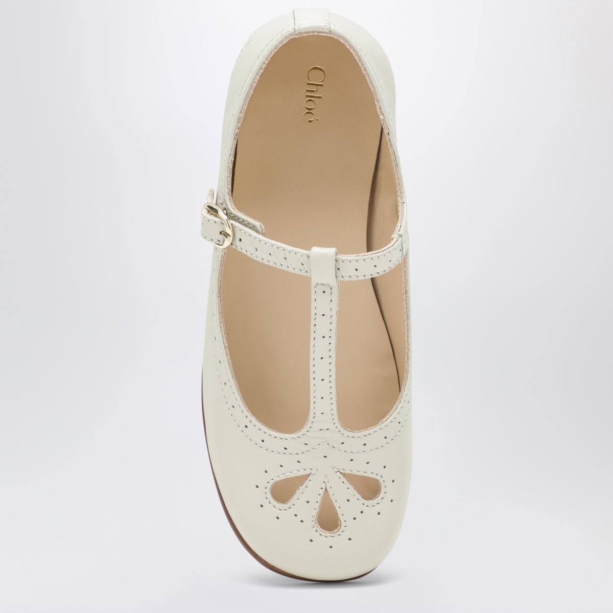 Ivory leather ballerinas