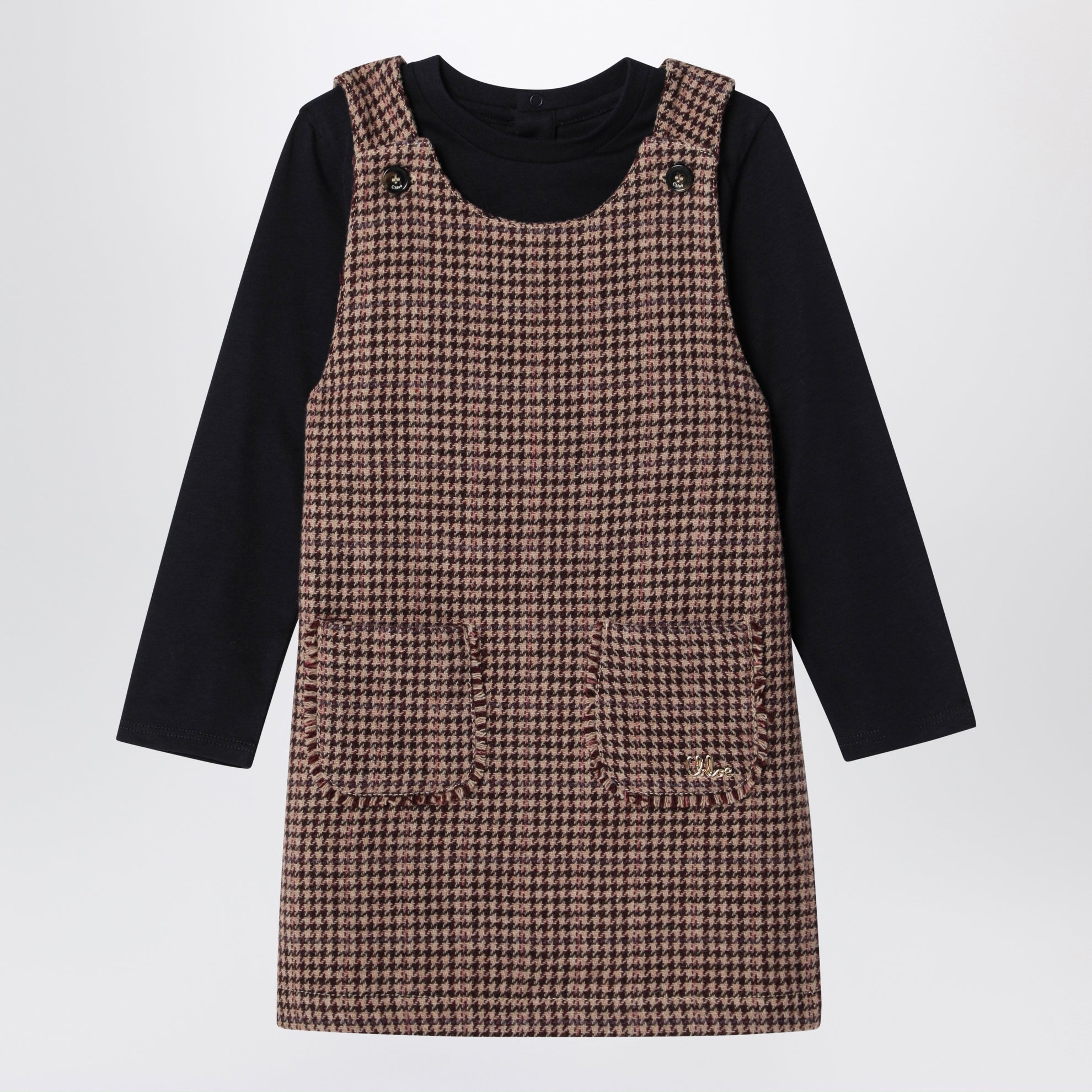 Brown wool dress and t-shirt set