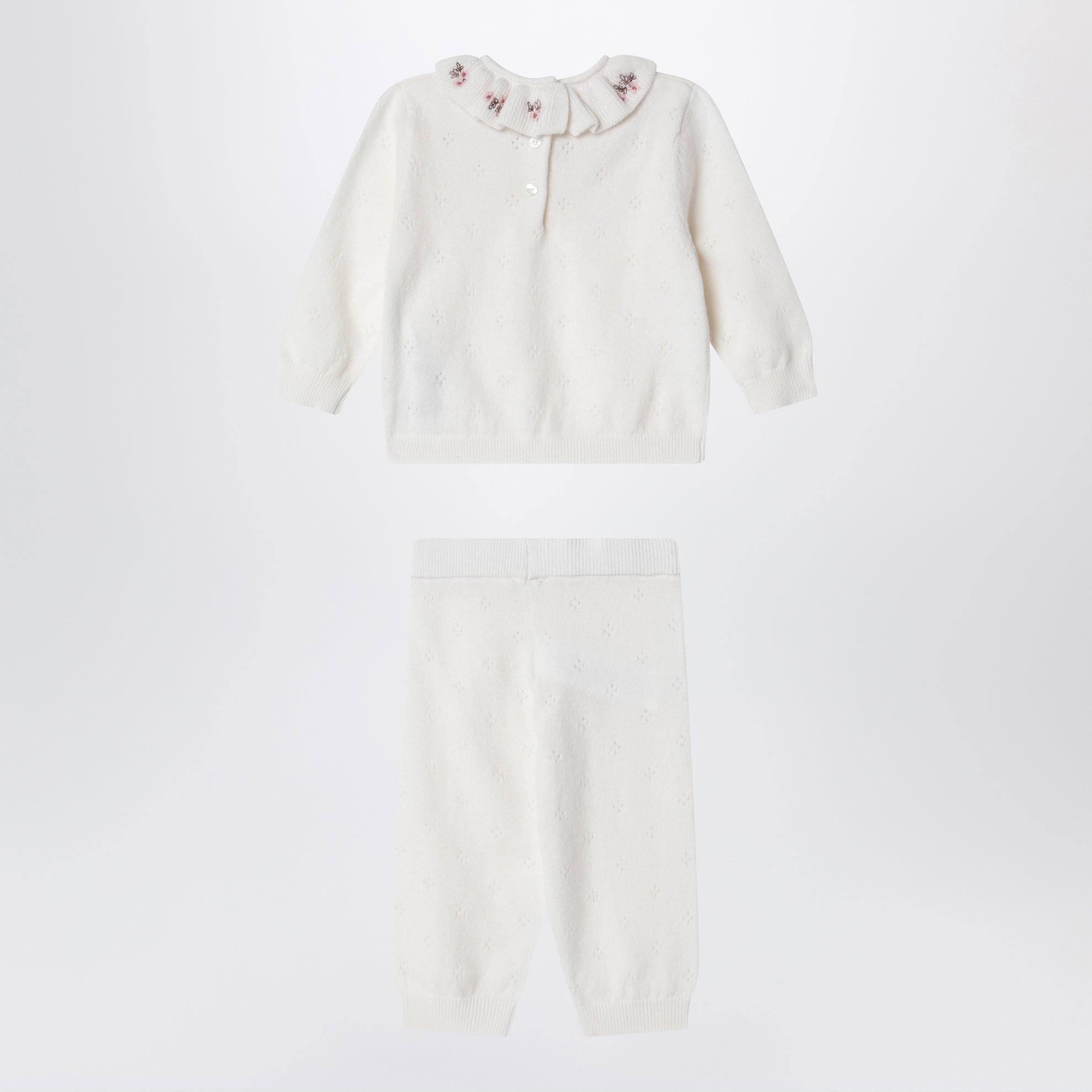 Ensemble pull et pantalon en laine ivoire