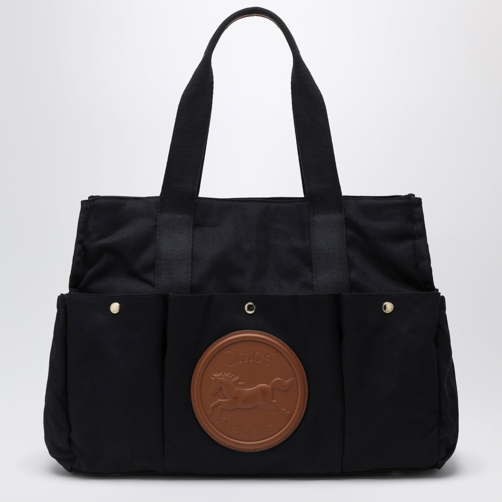 Sac à langer en coton bleu marine