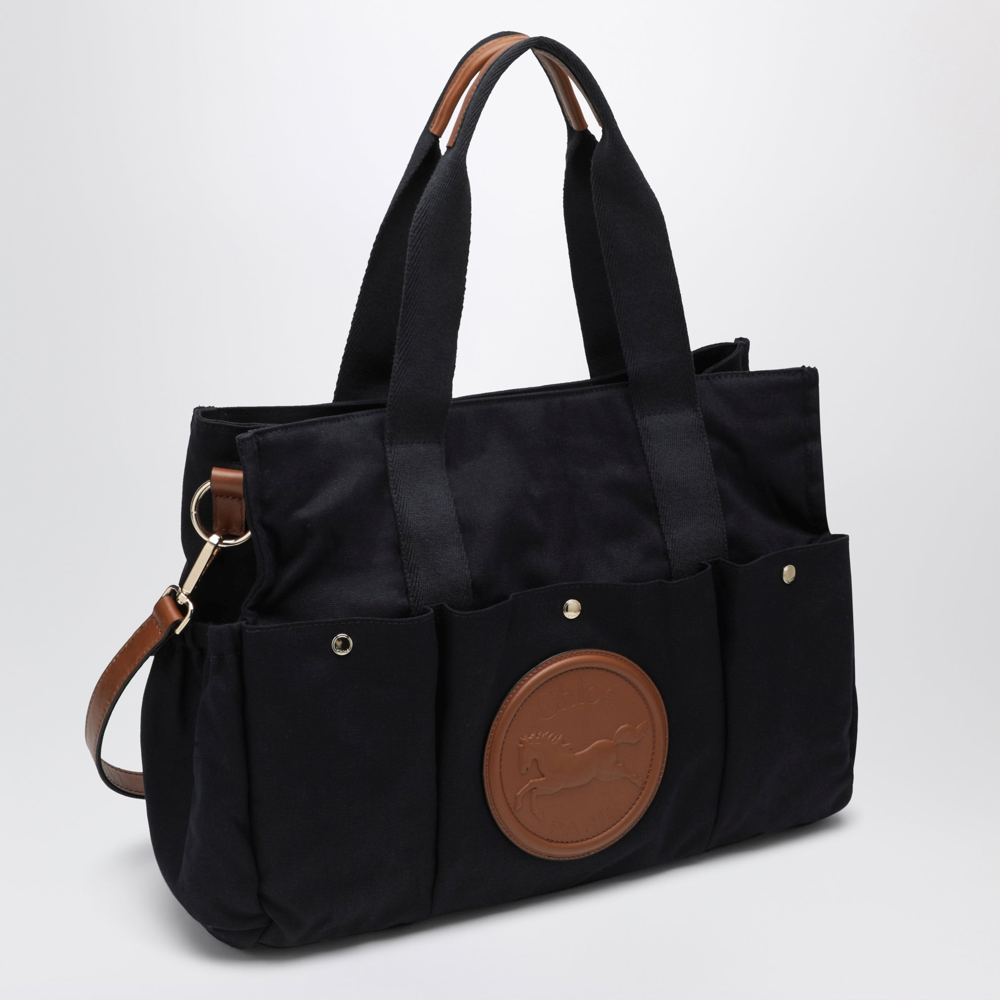 Sac à langer en coton bleu marine