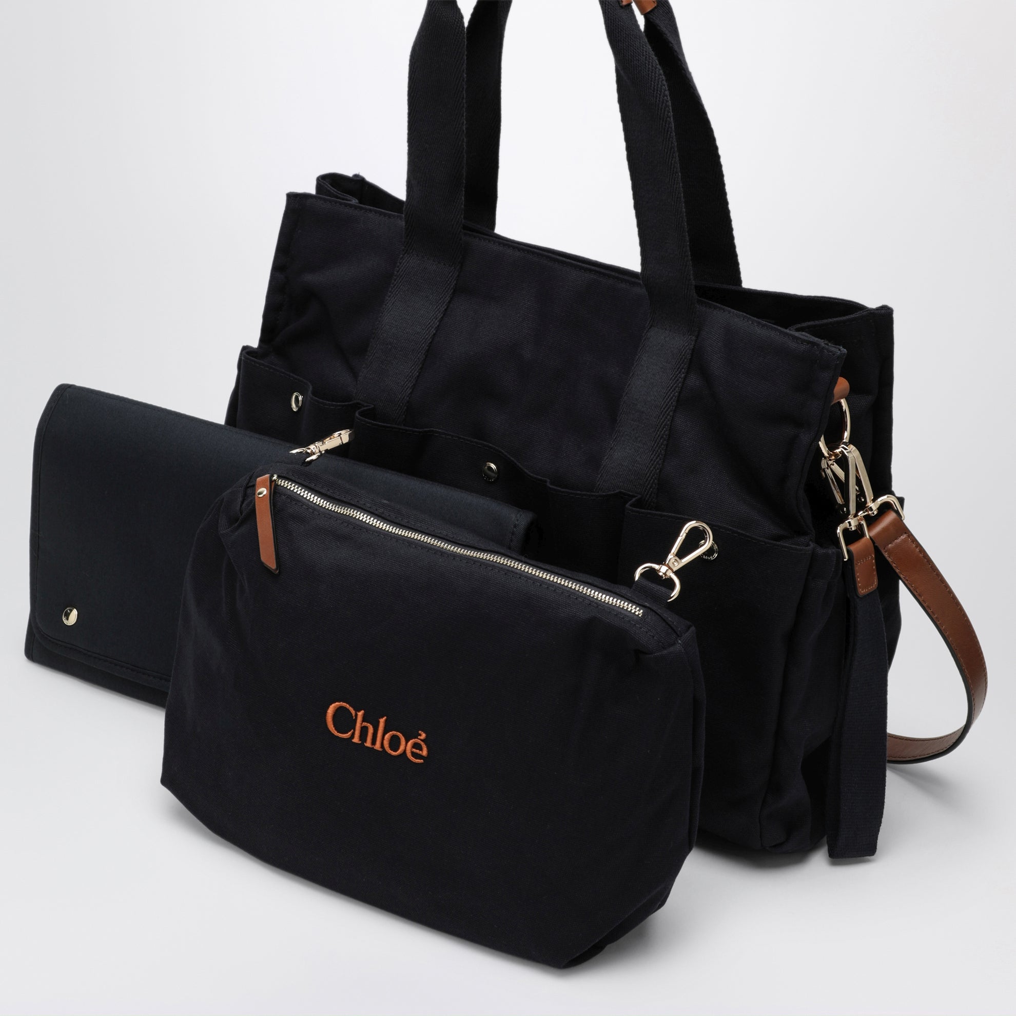 Sac à langer en coton bleu marine
