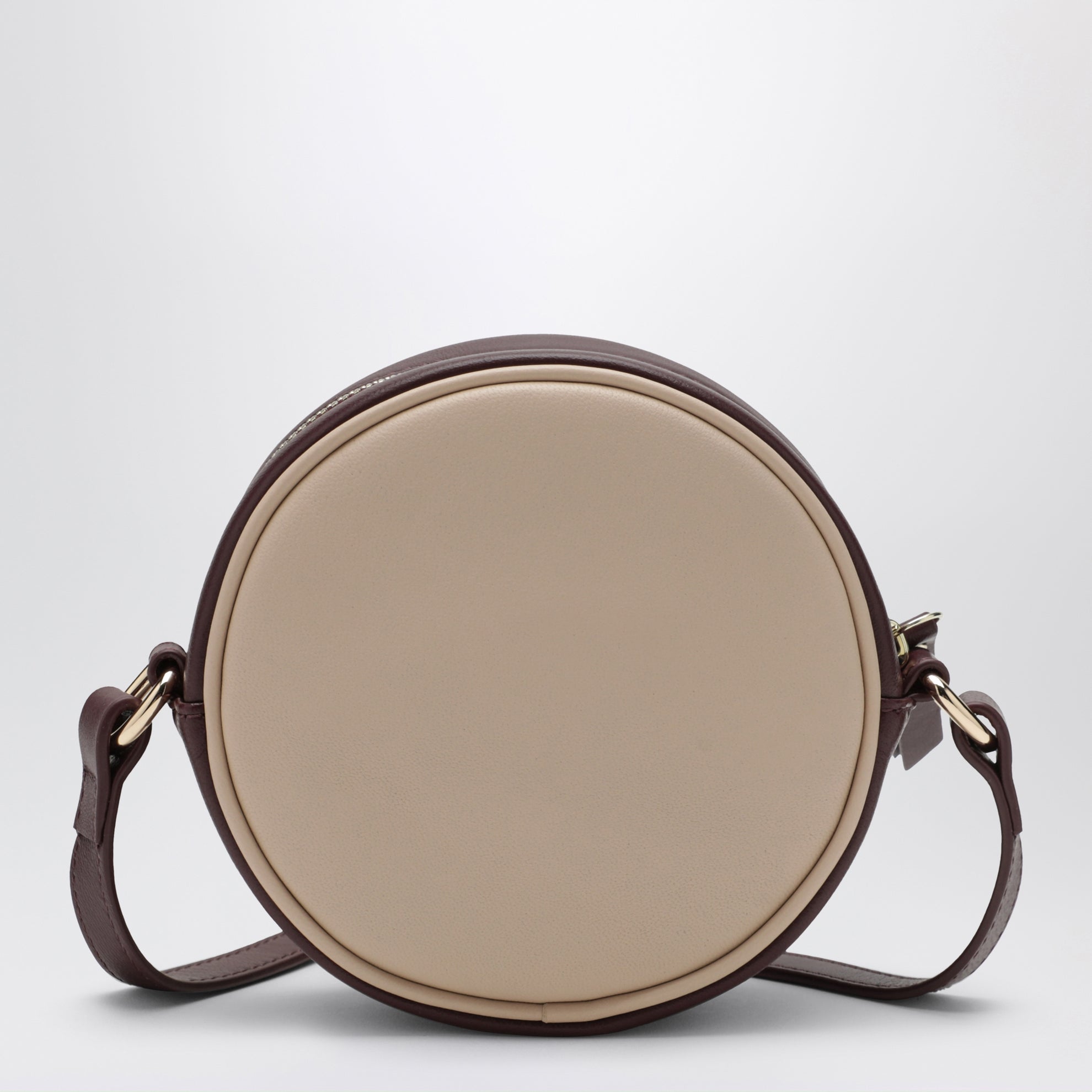Sac à bandoulière circulaire rose clair en cuir