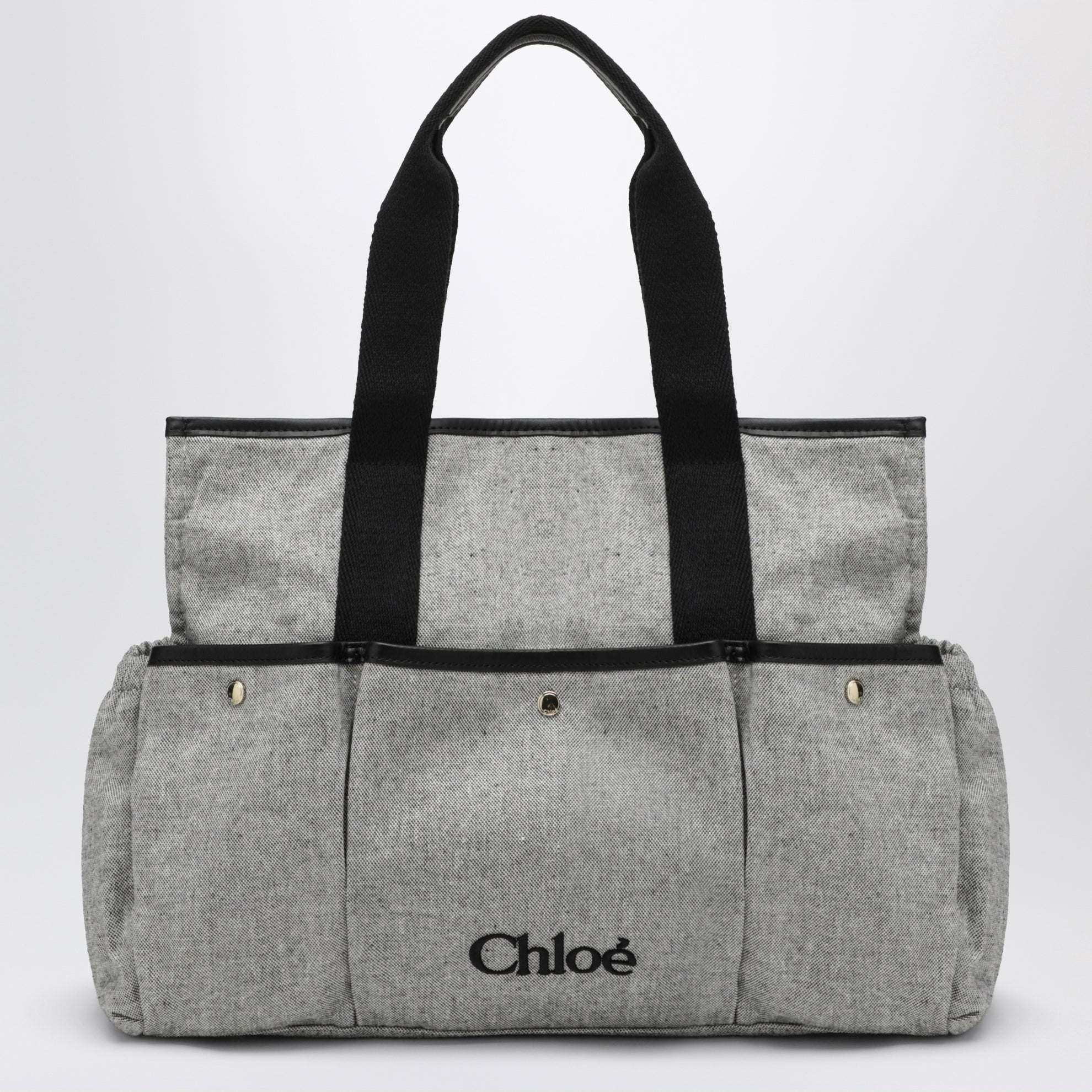 Graue Wickeltasche aus melierter Baumwolle