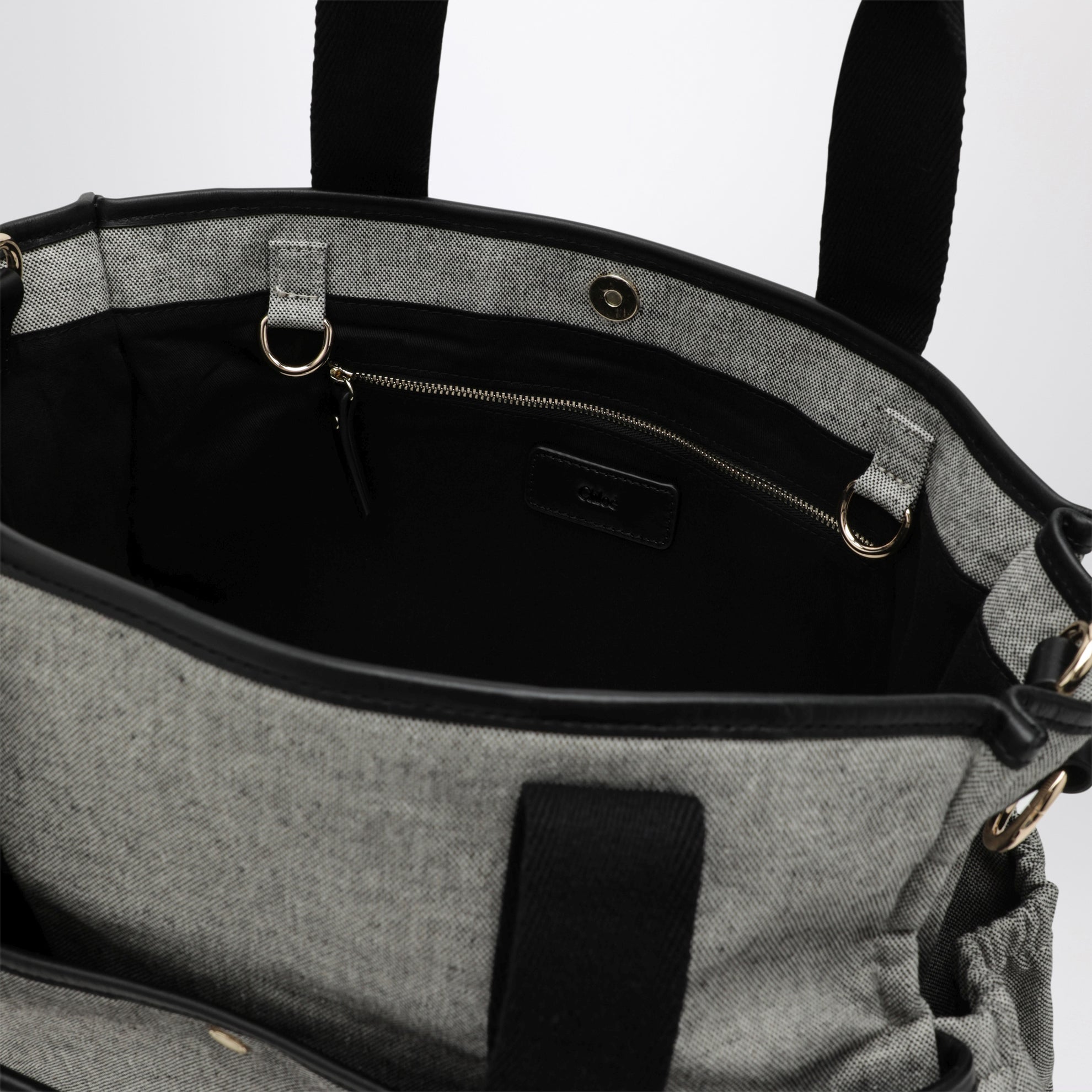 Graue Wickeltasche aus melierter Baumwolle