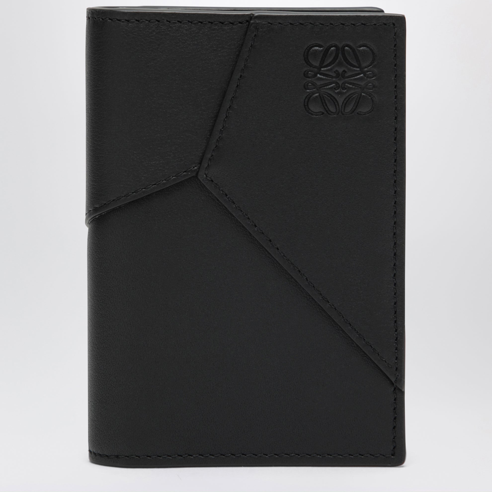 Puzzle bi-fold Kartenetui in Schwarz aus Leder