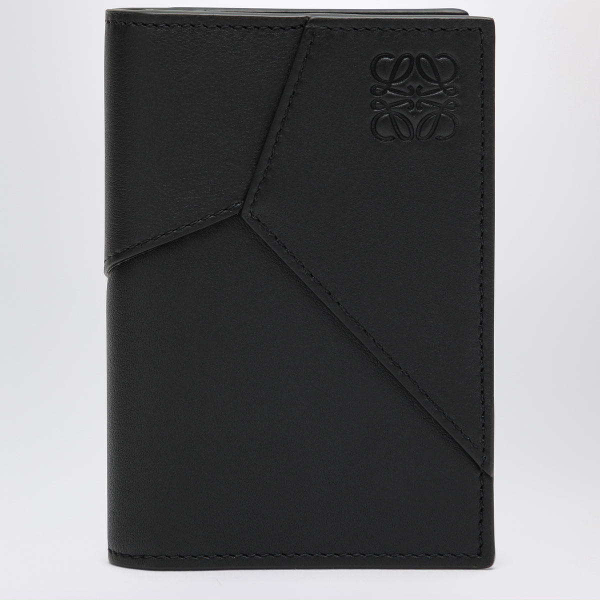 Puzzle bi-fold Kartenetui in Schwarz aus Leder