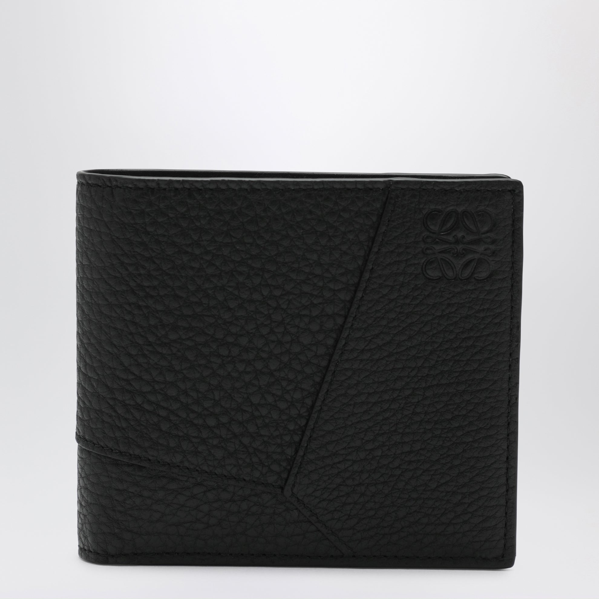 Black grained leather Puzzle bi-fold wallet