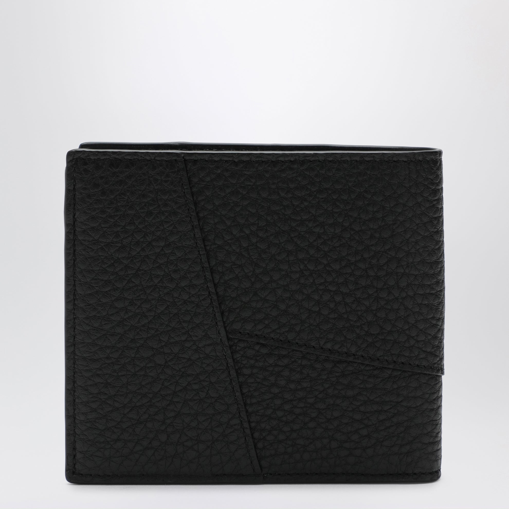 Black grained leather Puzzle bi-fold wallet