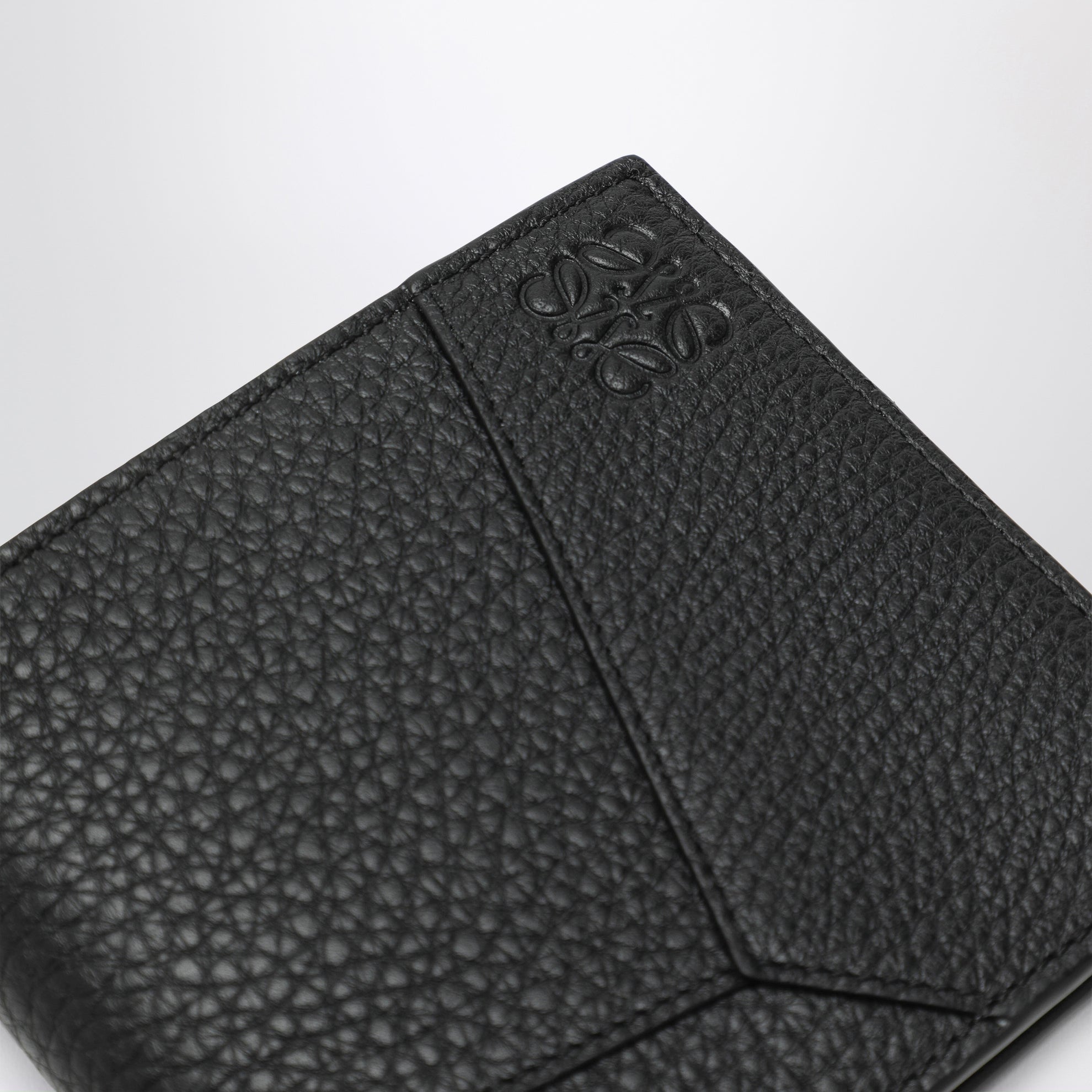 Black grained leather Puzzle bi-fold wallet